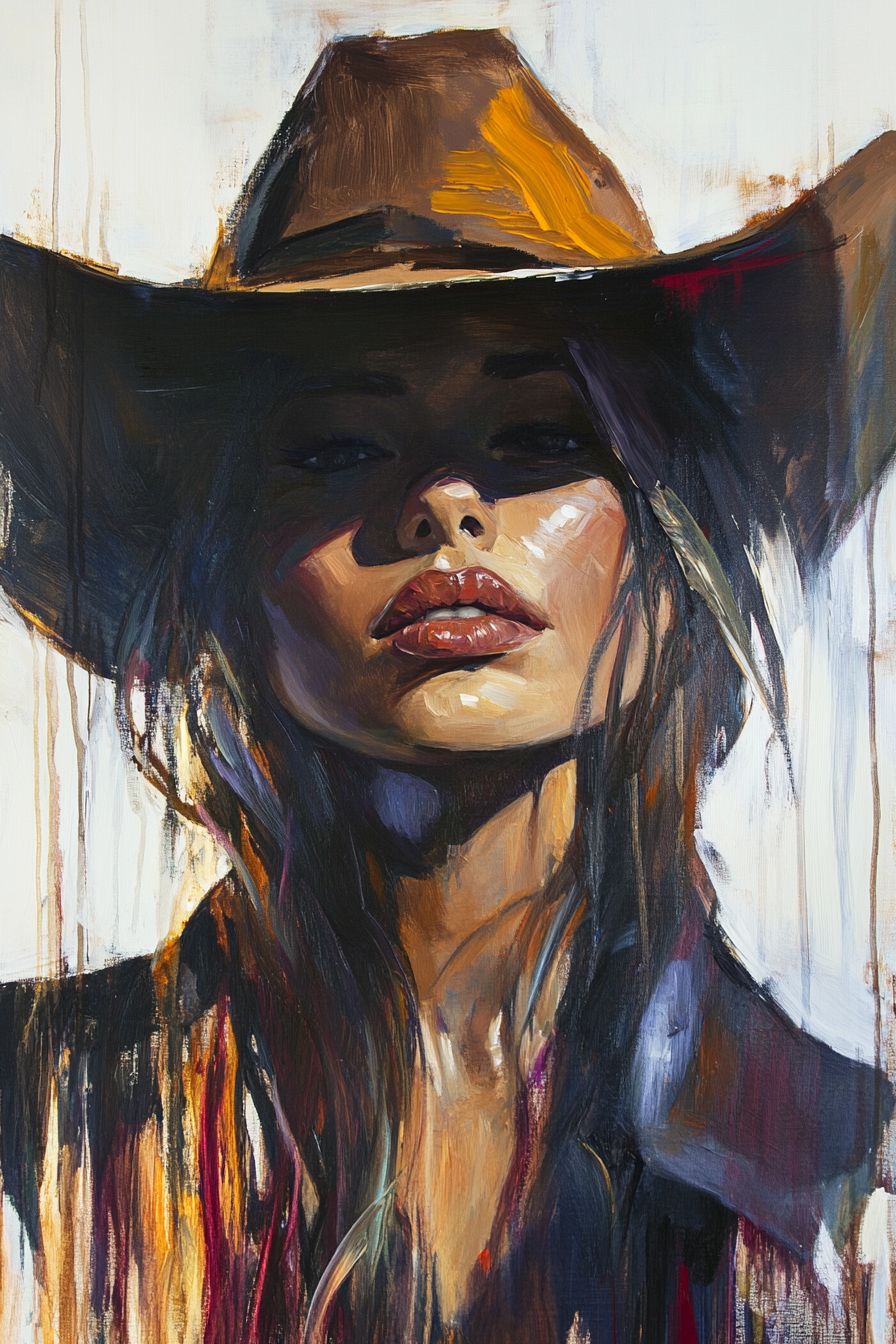 Shadowed Cowgirl Canvas – Western Femme Fatale Wall Art