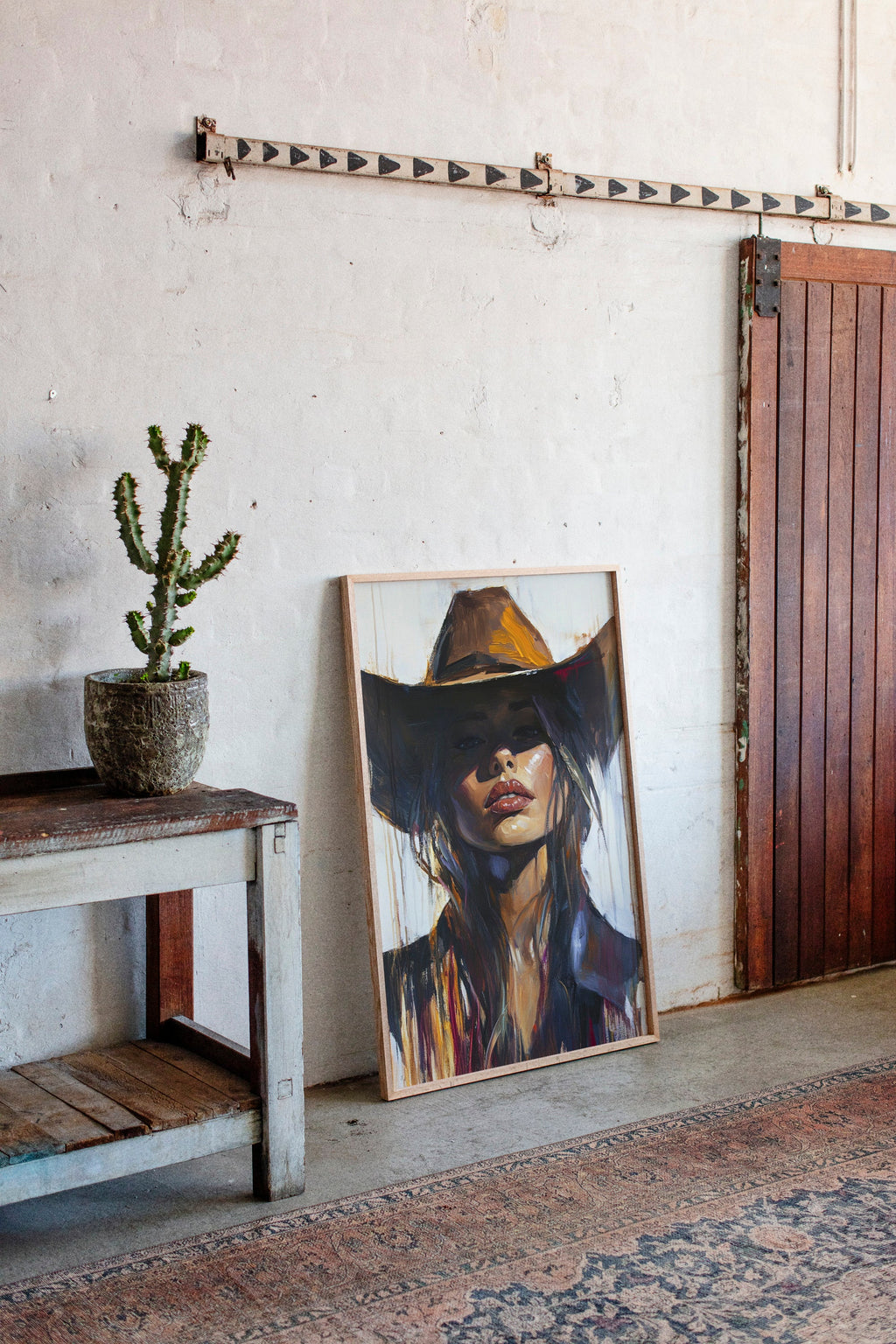Shadowed Cowgirl Canvas – Western Femme Fatale Wall Art