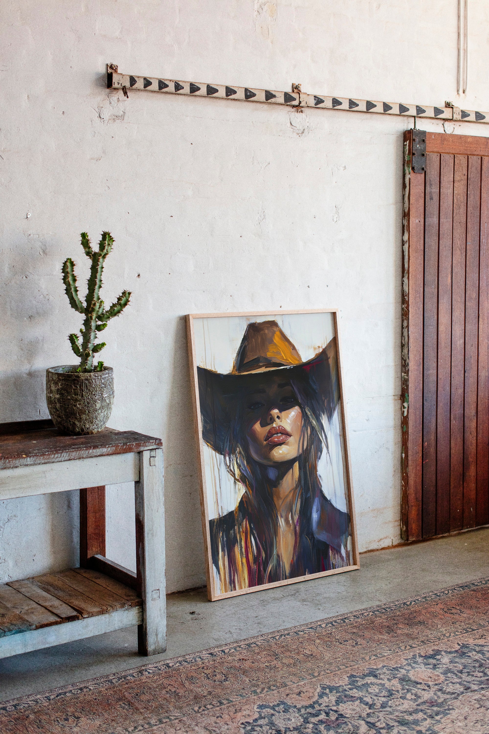 Shadowed Cowgirl Canvas – Western Femme Fatale Wall Art