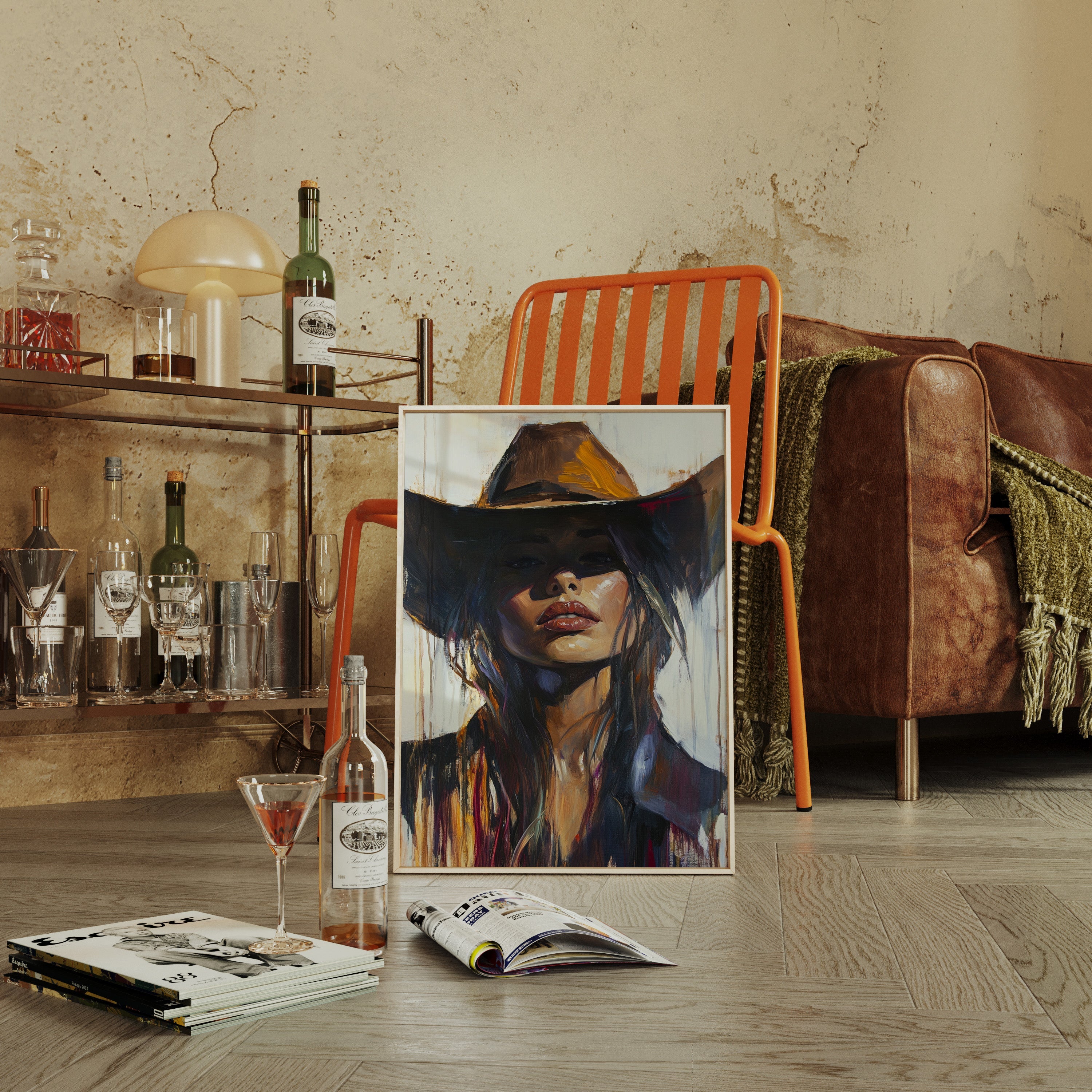 Shadowed Cowgirl Canvas – Western Femme Fatale Wall Art