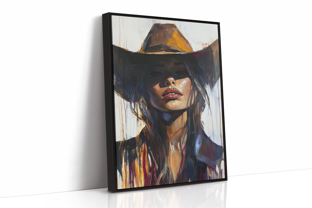 Shadowed Cowgirl Canvas – Western Femme Fatale Wall Art