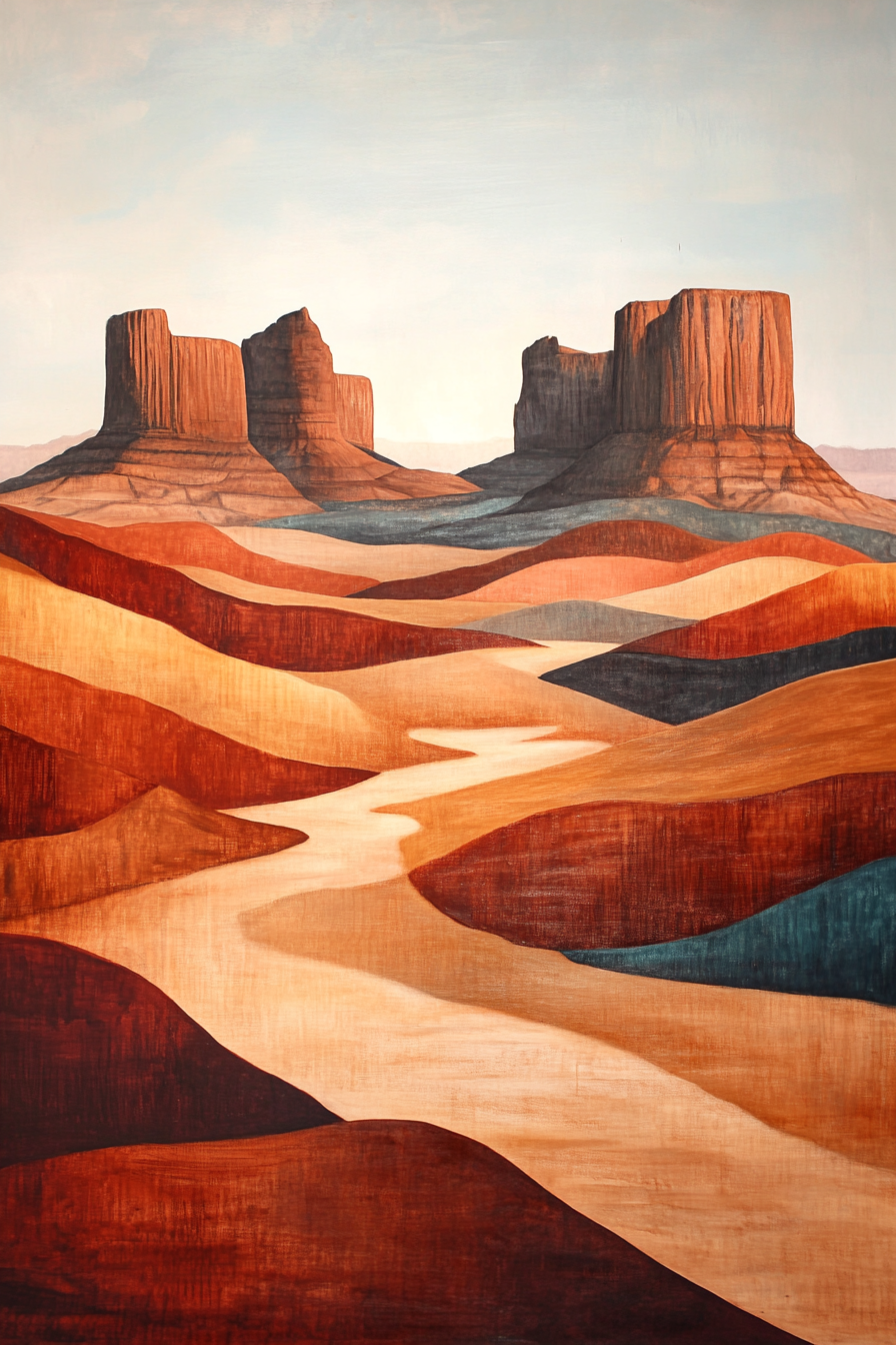 Abstract Desert Butte Canvas – Modern Southwest Wall Art