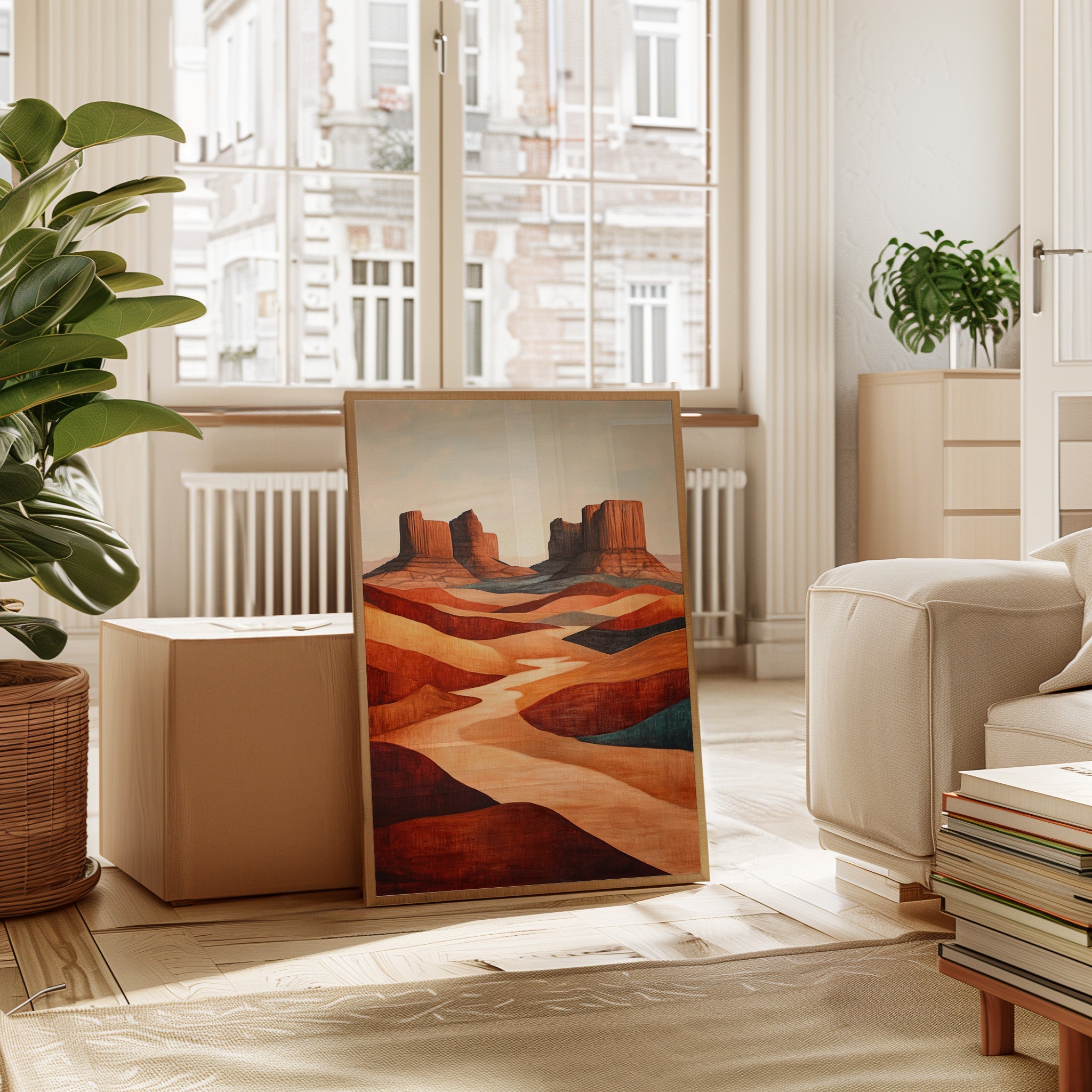 Abstract Desert Butte Canvas – Modern Southwest Wall Art