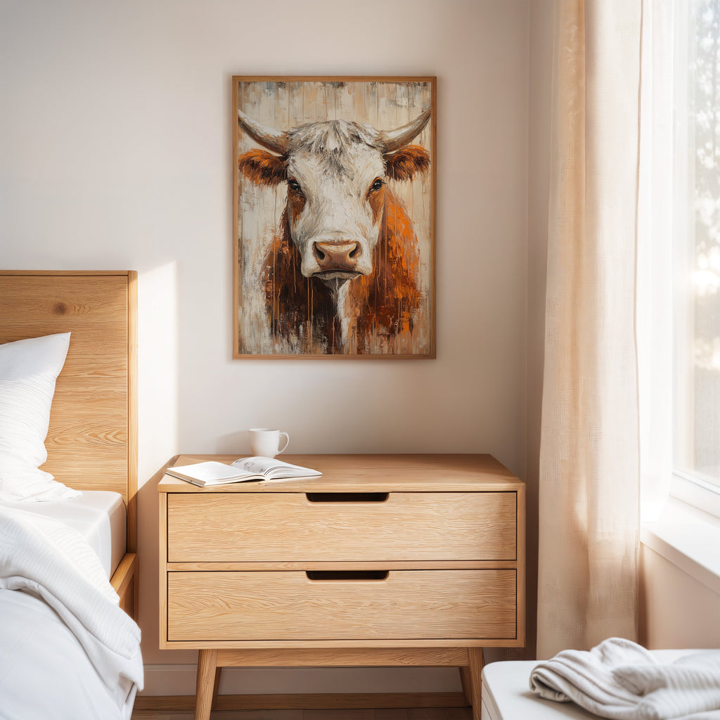 Sunset Longhorn on Weathered Wood