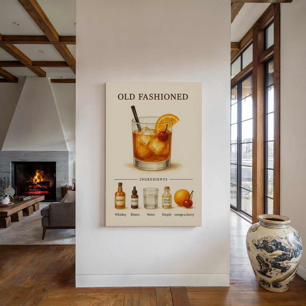 Old Fashioned Cocktail Recipe Art Print