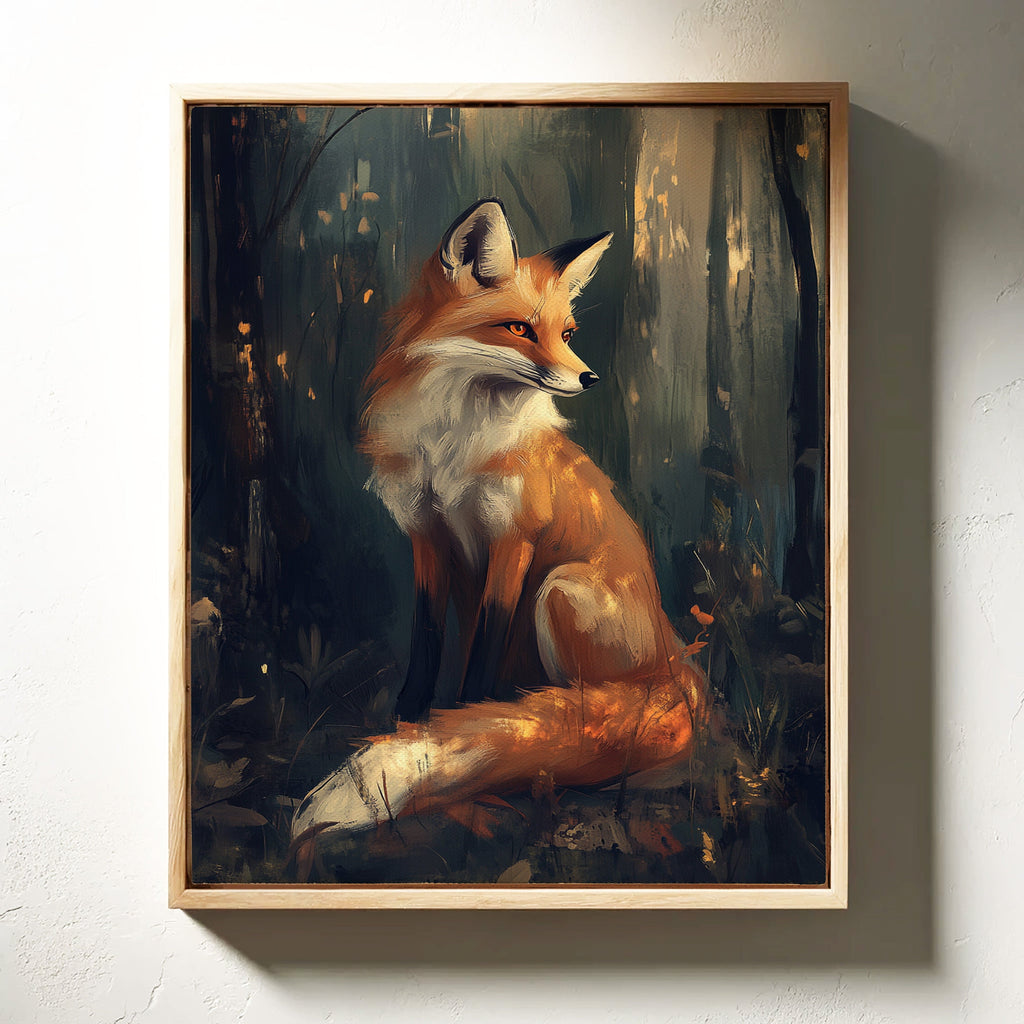 Fox Wall Art – Mystical Forest Print, Woodland Animal Decor, Nature-Inspired Painting