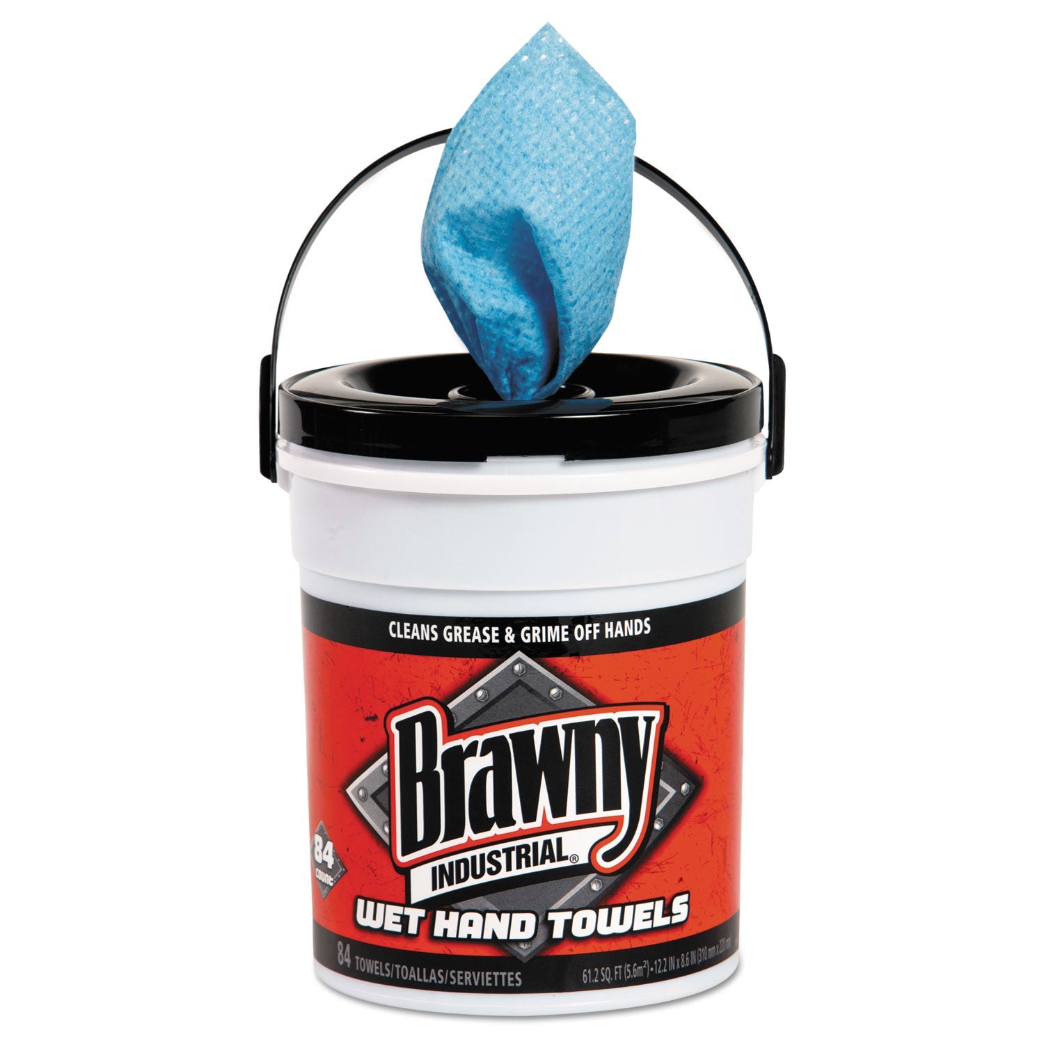 Brawny Wet Hand Towels, 1-Ply, 8.6 x 12.2, Fresh Scent, Blue, 84/Pail, 6/Carton