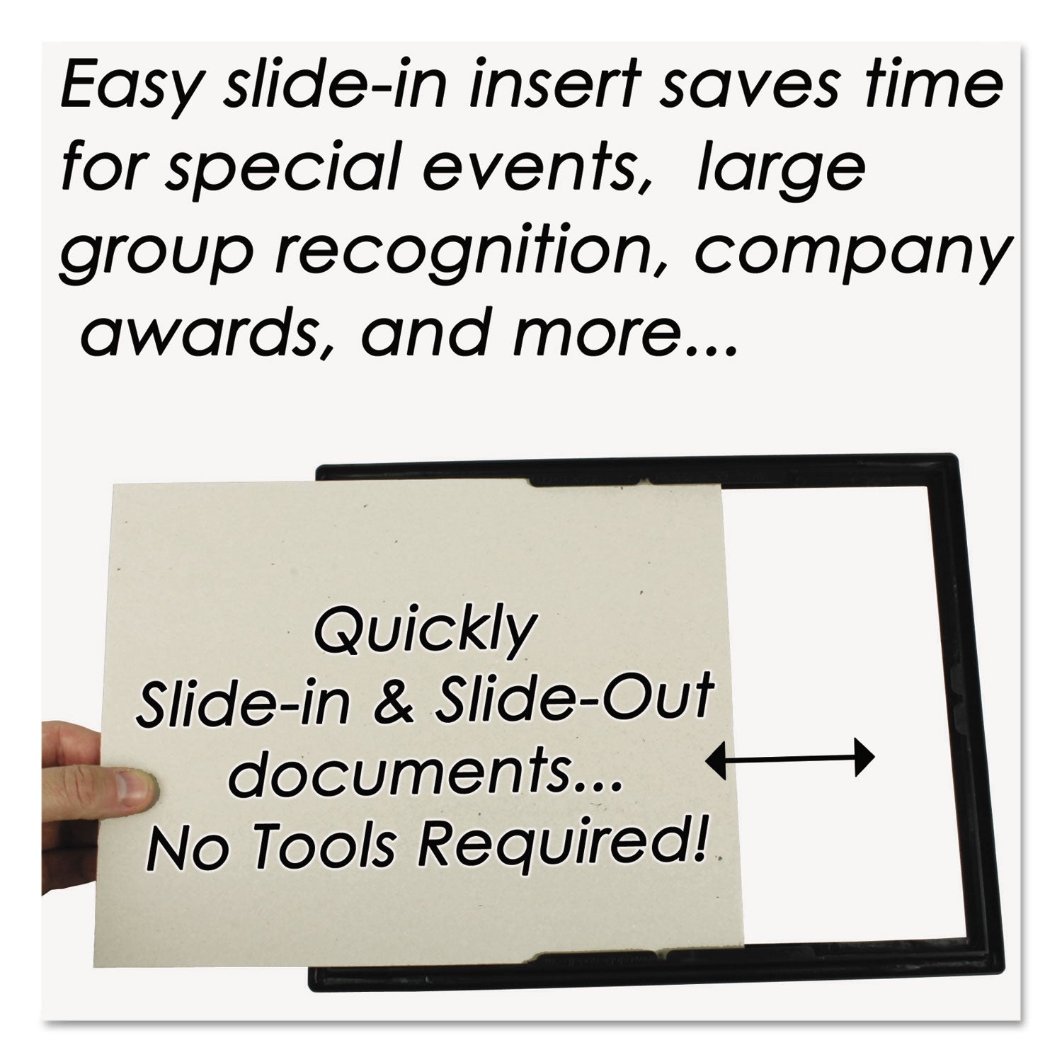 NuDell EZ Mount Document Frame with Trim Accent and Plastic Face, Plastic, 8.5 x 11 Insert, Black/Gold, 18/Carton