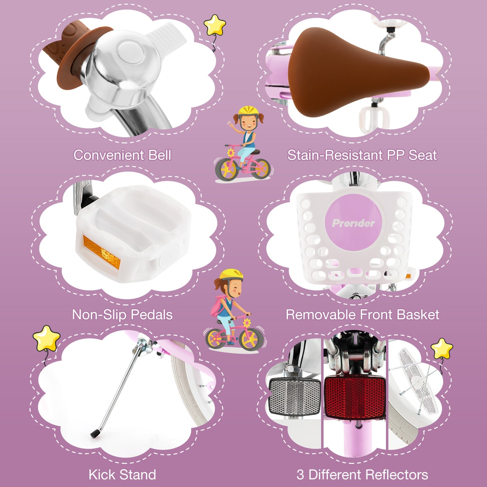 Children Bicycle with Front Handbrake and Rear Coaster Brake-Purple
