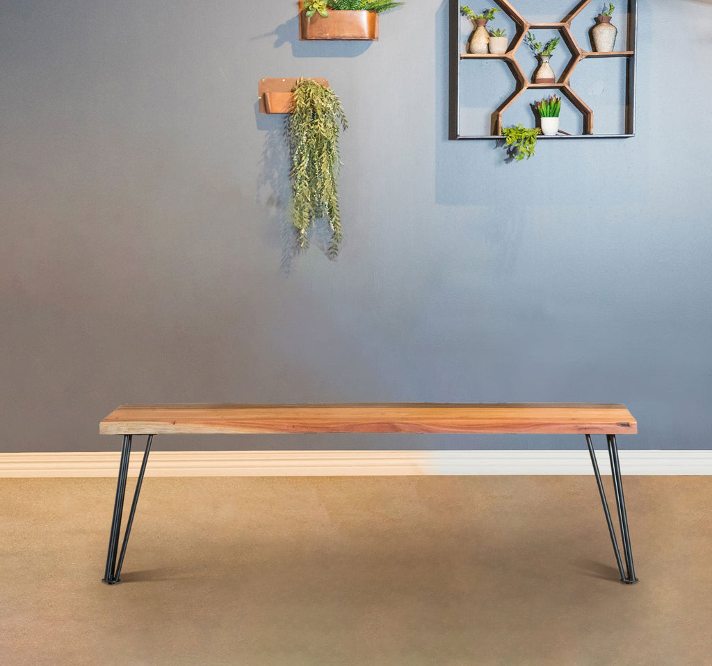 Sherman Wood Dining Bench Natural Acacia