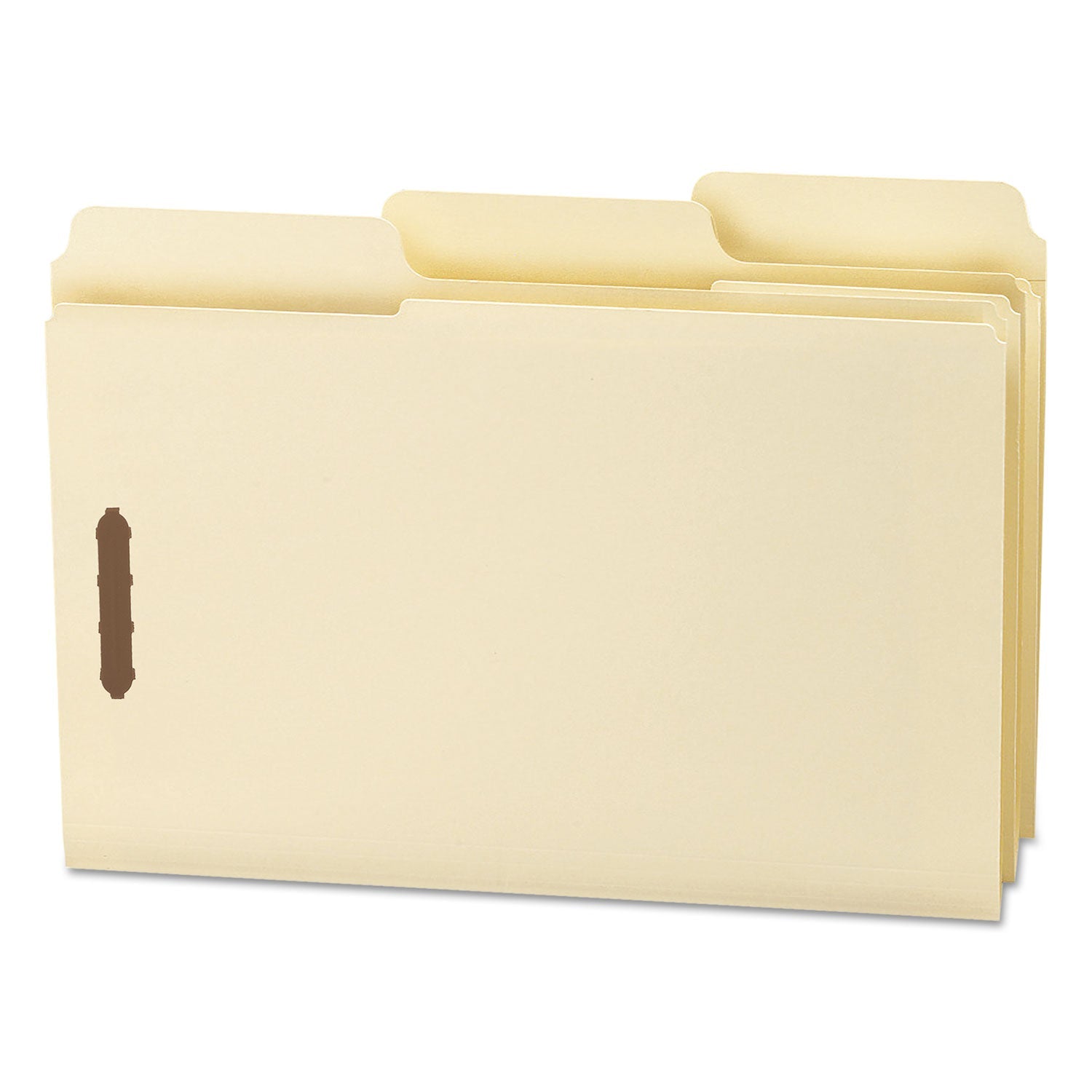 Smead SuperTab Reinforced Guide Height Fastener Folders, 2 Fasteners, Legal Size, 11-pt Manila Exterior, 50/Box