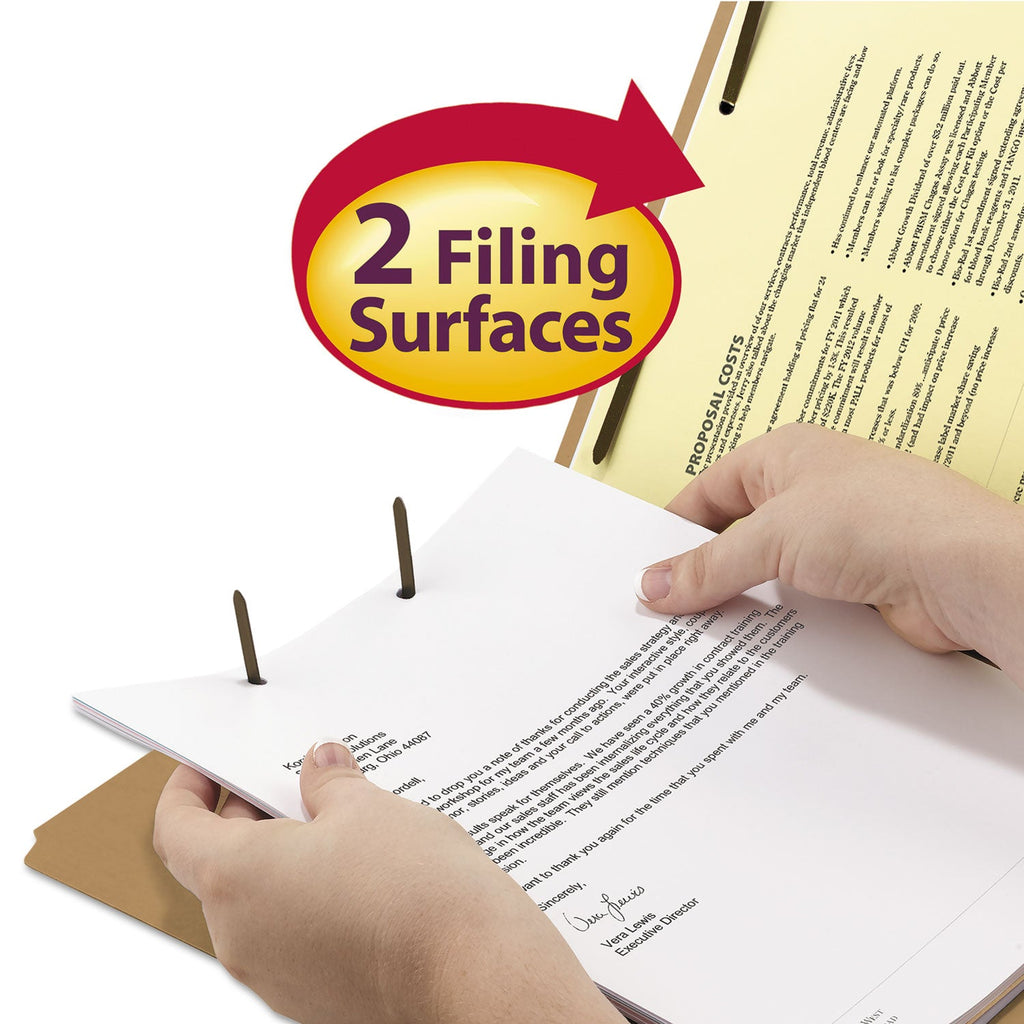 Smead Top Tab Fastener Folders, Guide-Height 2/5-Cut Tabs: Right of Center, 2 Fasteners, Legal Size, 17-pt Kraft Exterior, 50/Box