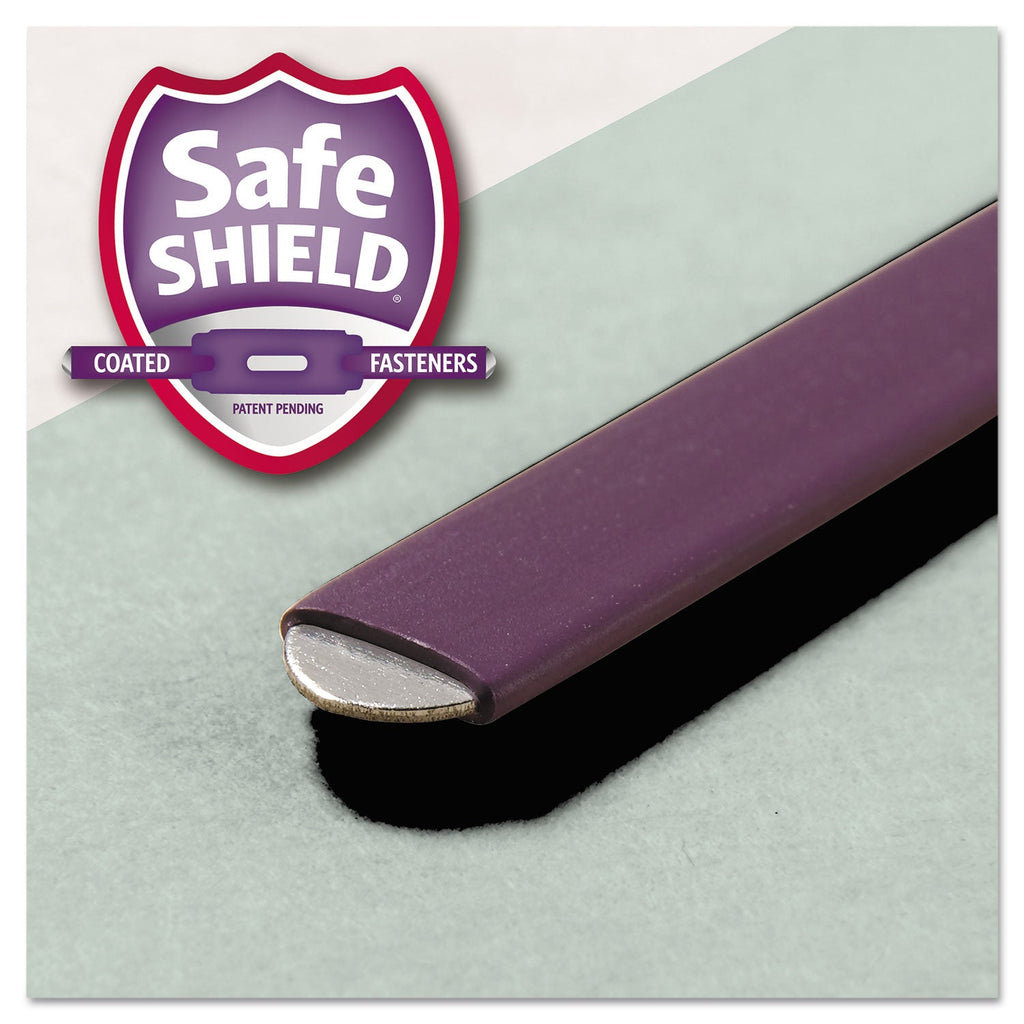 Smead Recycled Pressboard Folders with Two SafeSHIELD Coated Fasteners, 2" Expansion, 1/3-Cut Tabs, Legal Size, Gray-Green, 25/Box