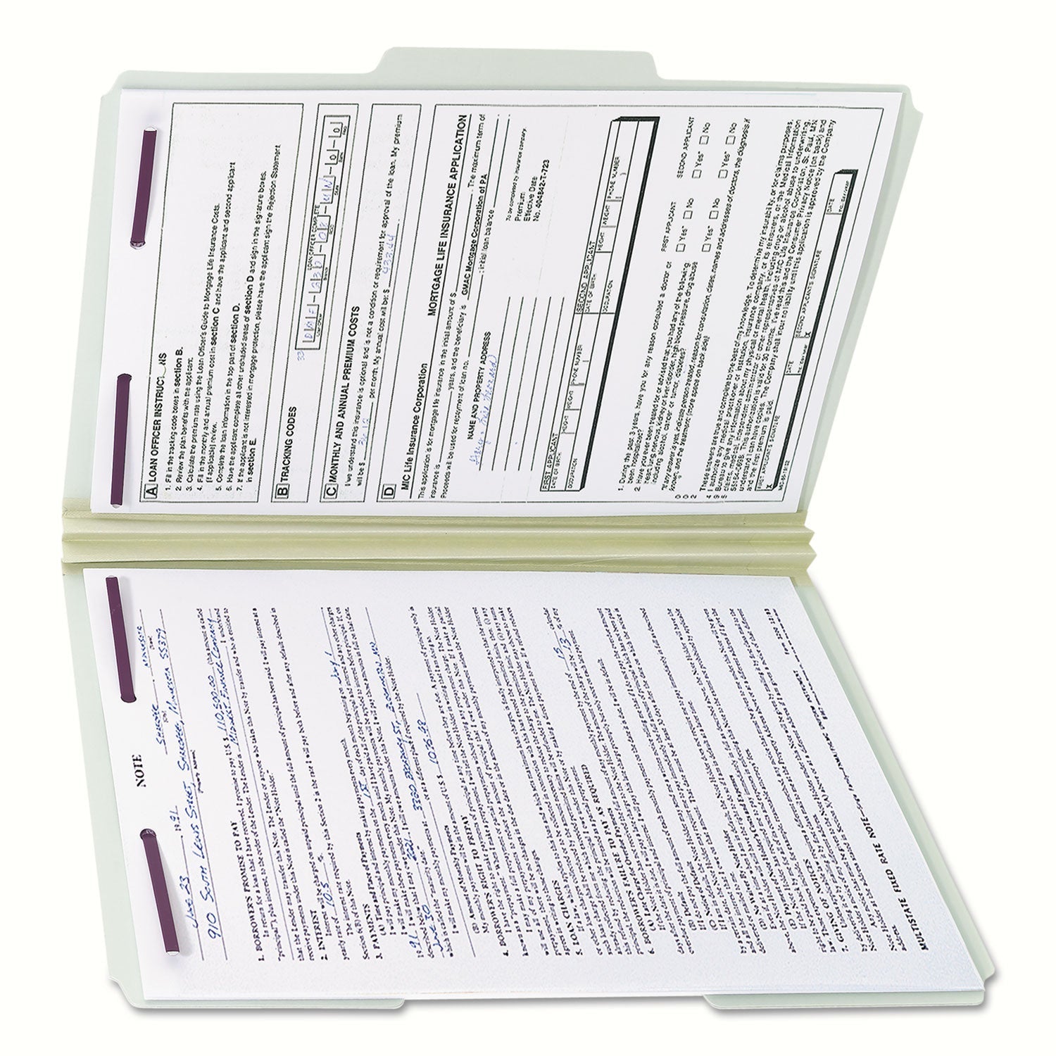 Smead Recycled Pressboard Folders with Two SafeSHIELD Coated Fasteners, 2" Expansion, 1/3-Cut Tabs, Legal Size, Gray-Green, 25/Box