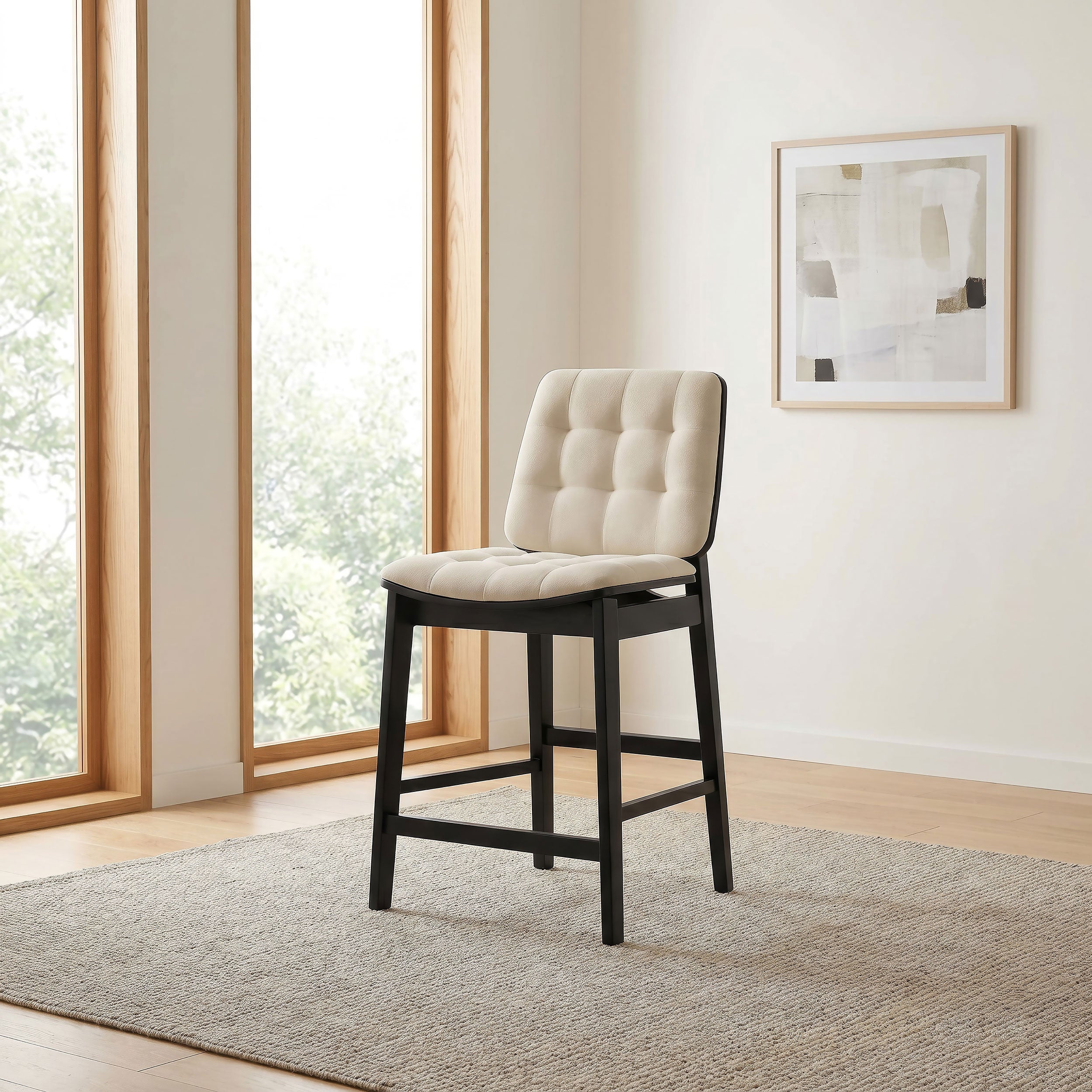 Redbridge Upholstered Counter Chair Cream and Black (Set of 2)