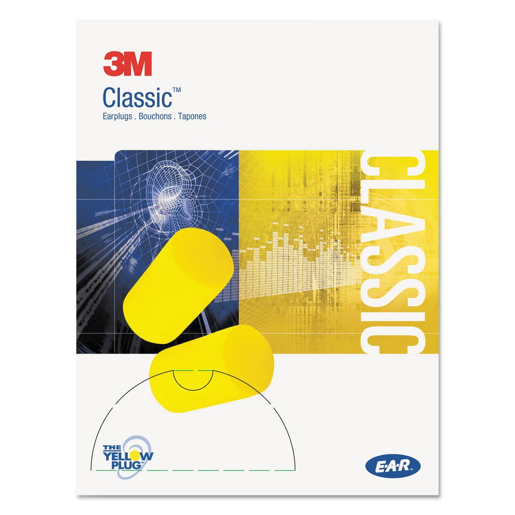 3M E-A-R Classic Small Earplugs in Pillow Paks, Cordless, PVC Foam, Yellow, 200 Pairs/Box