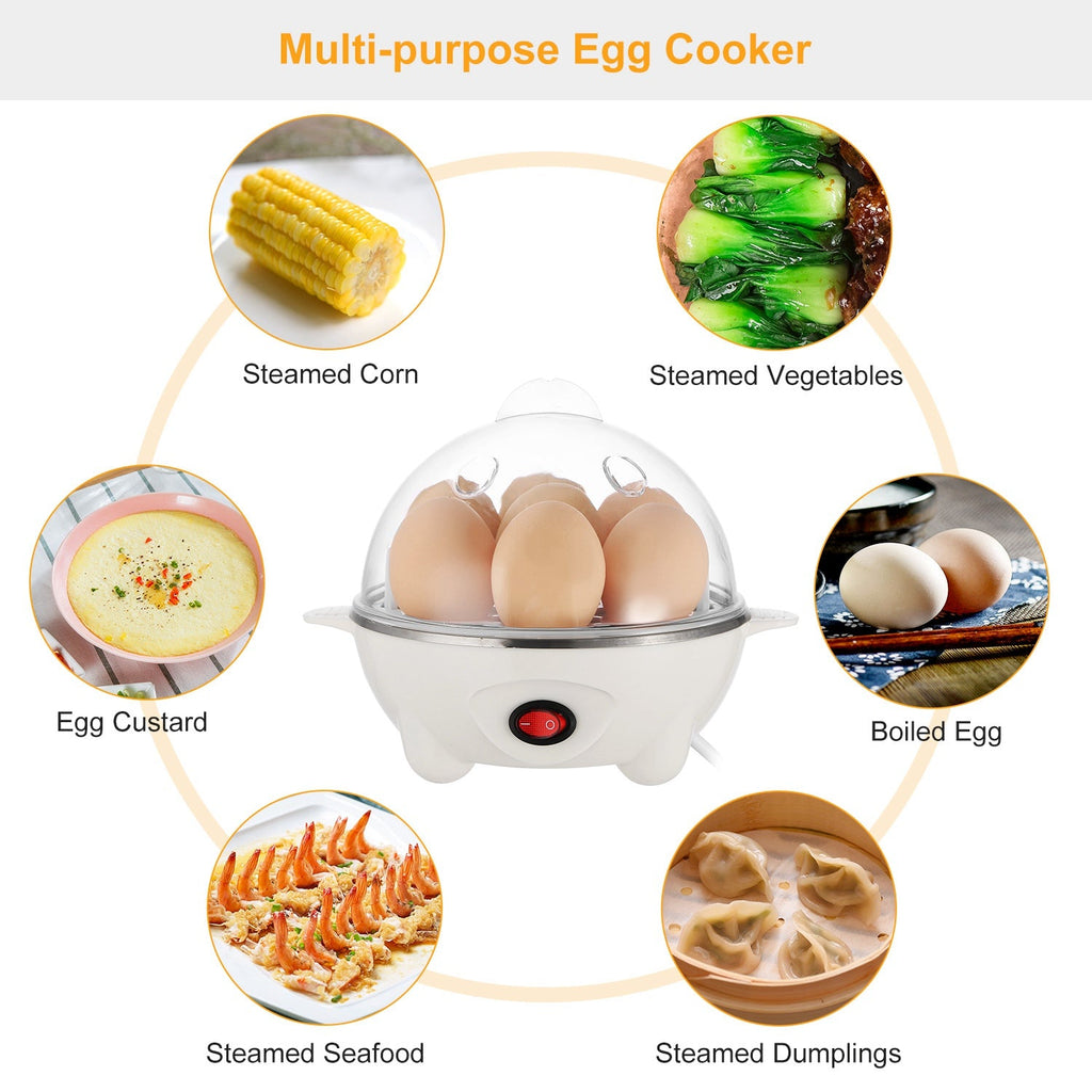 7-Egg Electric Egg Cooker – Auto Shut-Off, 350W, Hard & Soft Boiled, Steam Cooker
