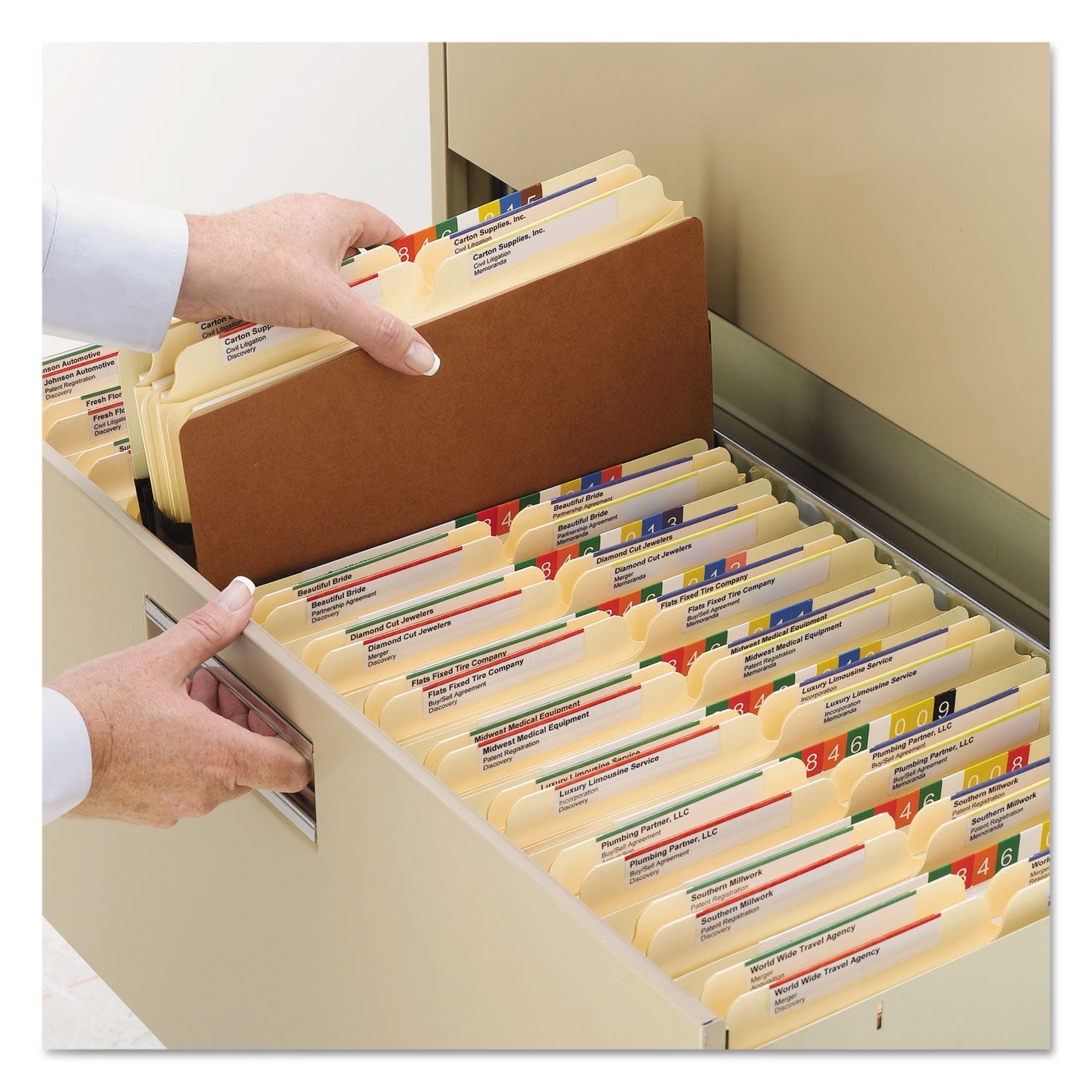 Smead Redrope Drop Front File Pockets, 5.25" Expansion, Legal Size, Redrope, 10/Box