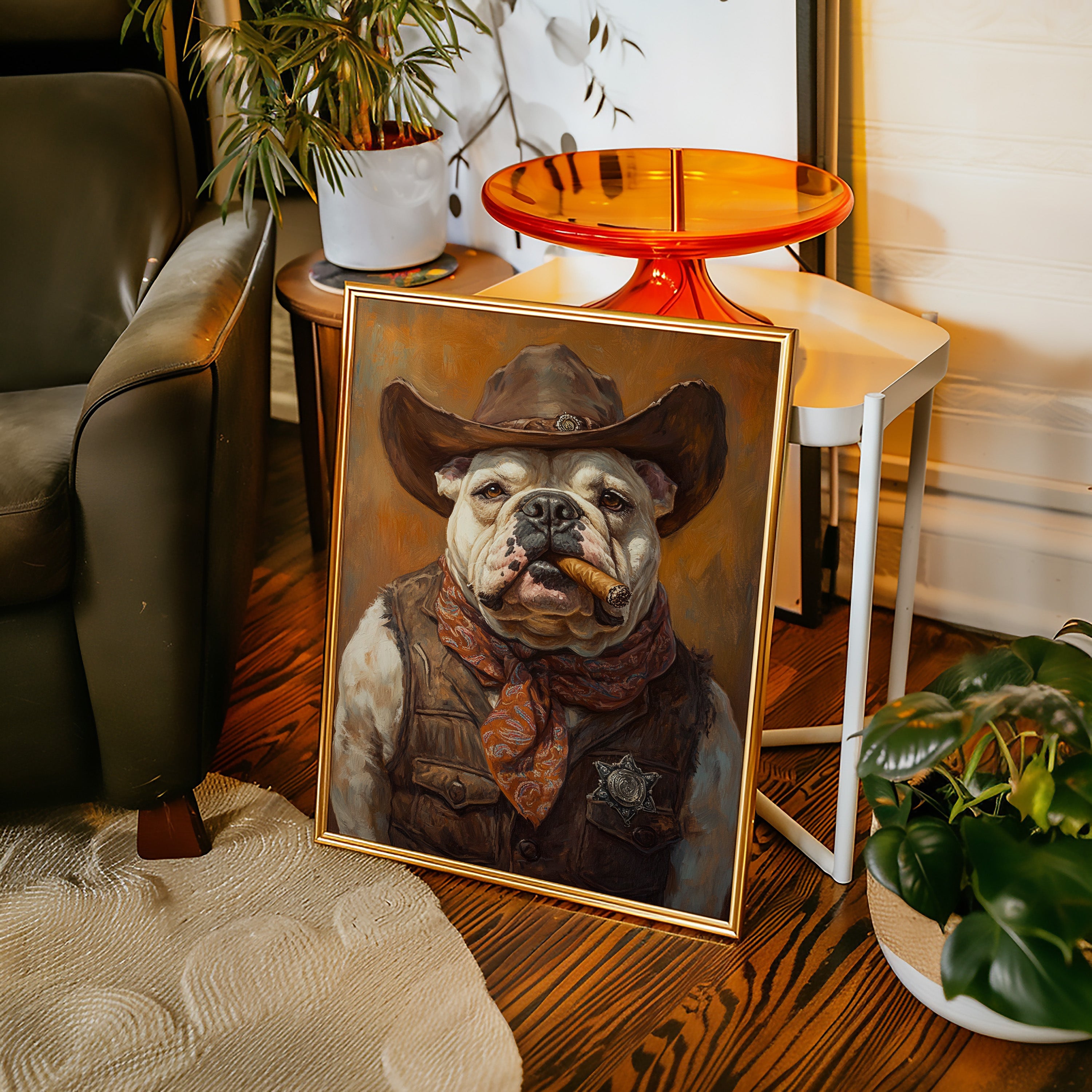 Bulldog Sheriff with a Cigar and Scowl