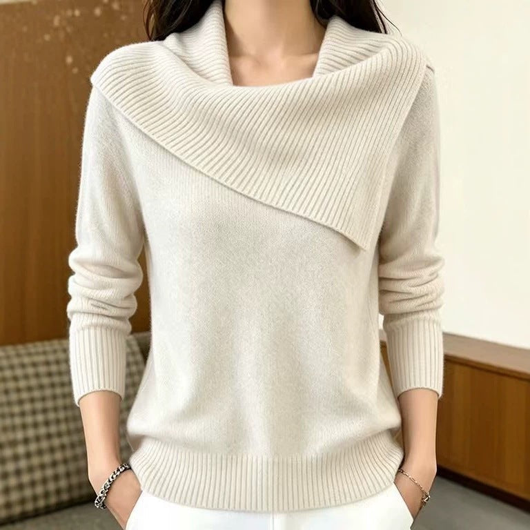 Women’s Relaxed-Fit Lapel Pullover Sweater – 8 Colors