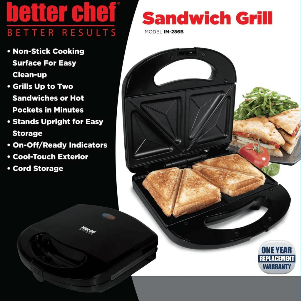 Better Chef Electric 2-Sandwich Grill Press - REFURBISHED