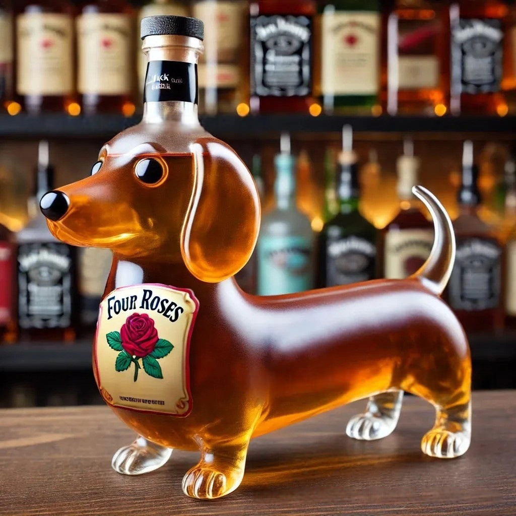 Borosilicate Glass Dachshund Whiskey Bottle – Novelty Bar Decor | 301–400ml