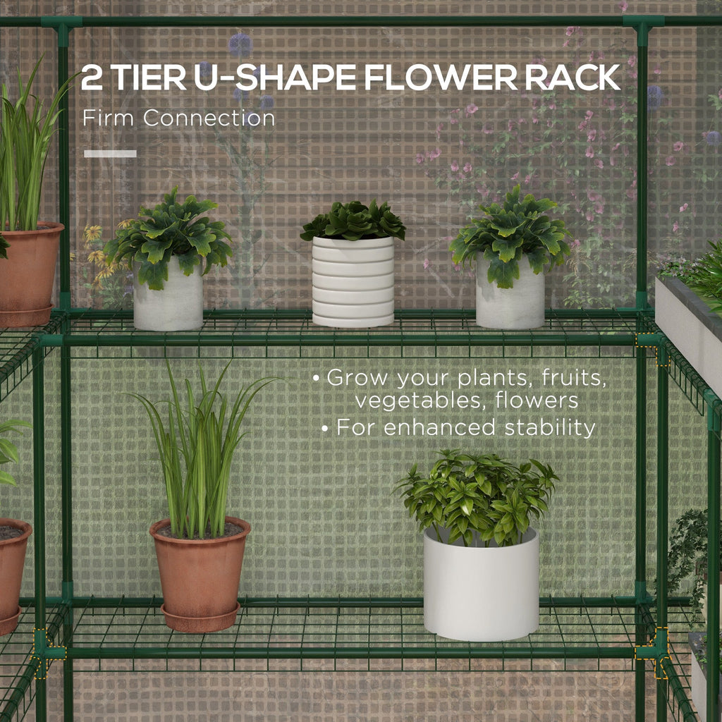 4.6' x 4.7' Walk-In Greenhouse with Flower Rack Shelves