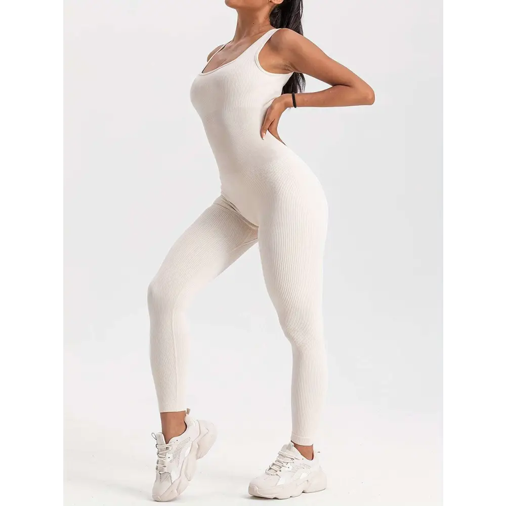 2 Pack Ribbed Solid Color Sport Casual Wear Jumpsuits