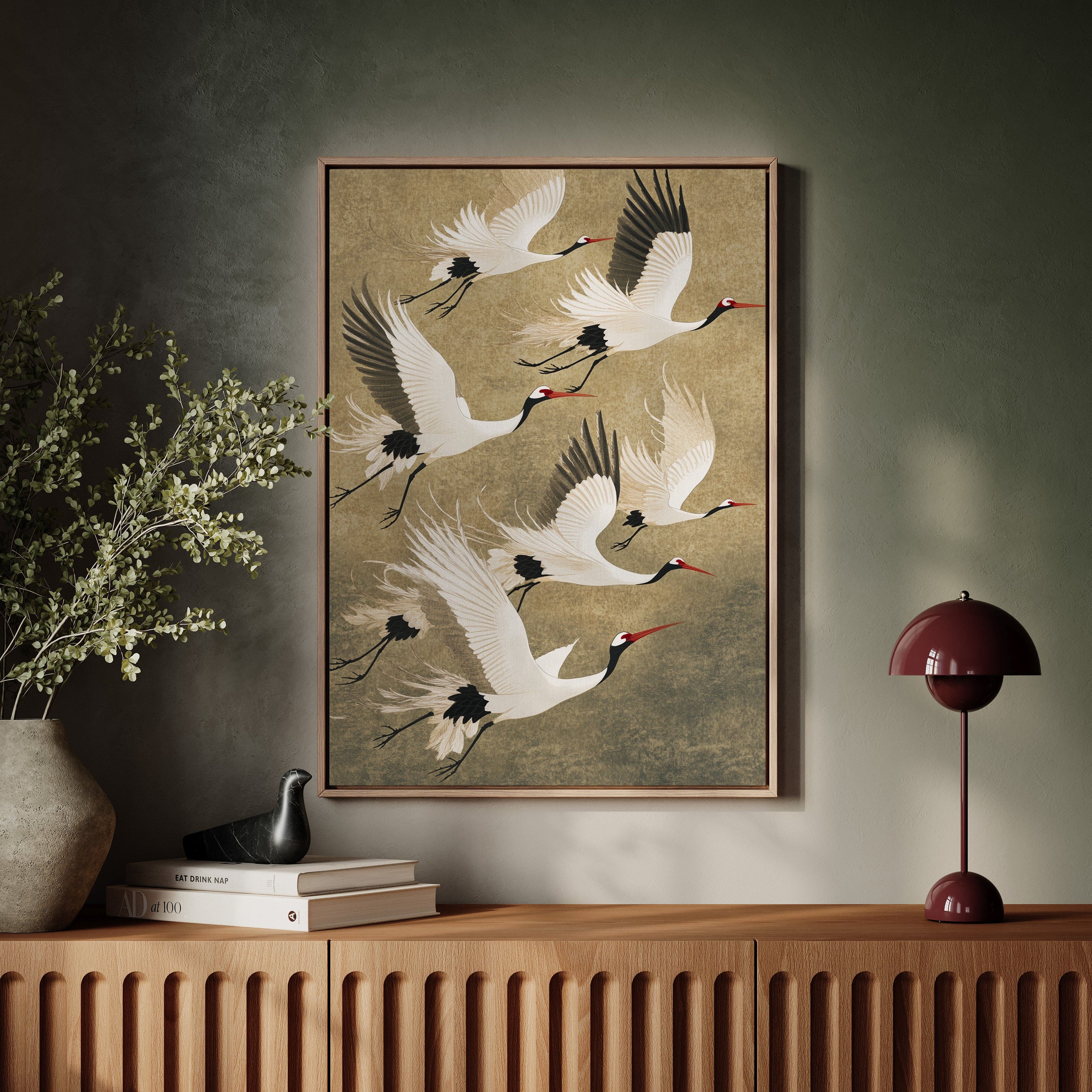 Elegant Japanese Crane Wall Art – Traditional Nature-Inspired Print