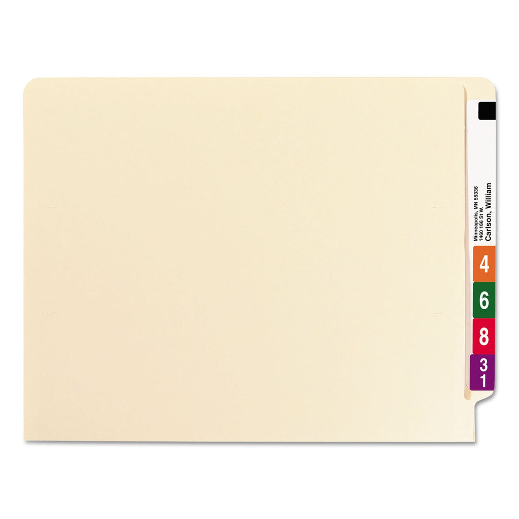Smead Manila Reinforced End Tab Fastener Folders, Antimicrobial Protection, 2 Fasteners, Letter Size, Manila Exterior, 50/Box