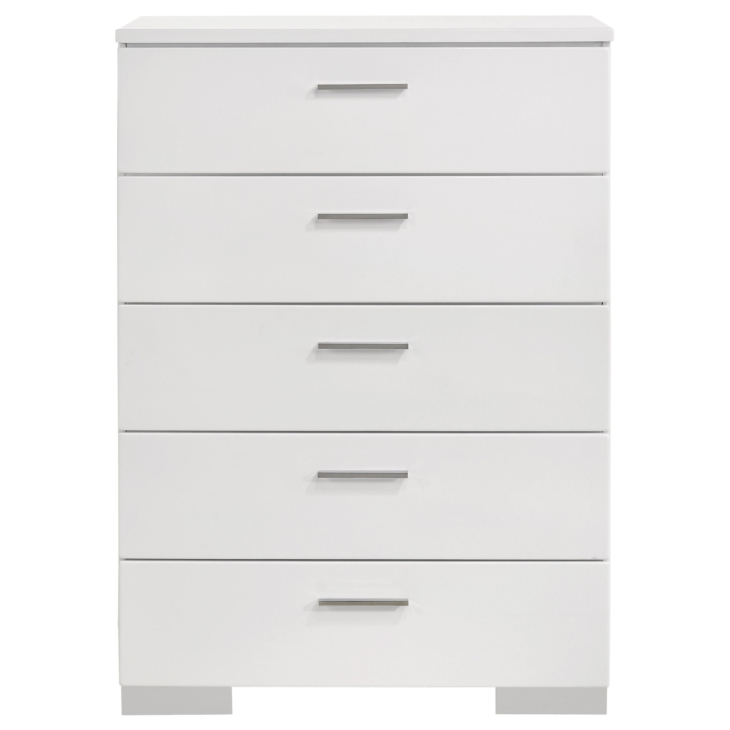 Felicity 5-piece Eastern King Bedroom Set White High Gloss