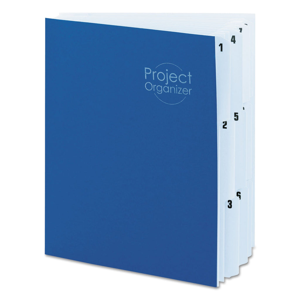 Smead 10-Pocket Project Organizer with Indexed Tabs (1-10), 10 Sections, Unpunched, 1/3-Cut Tabs, Letter Size, Lake Blue/Navy Blue