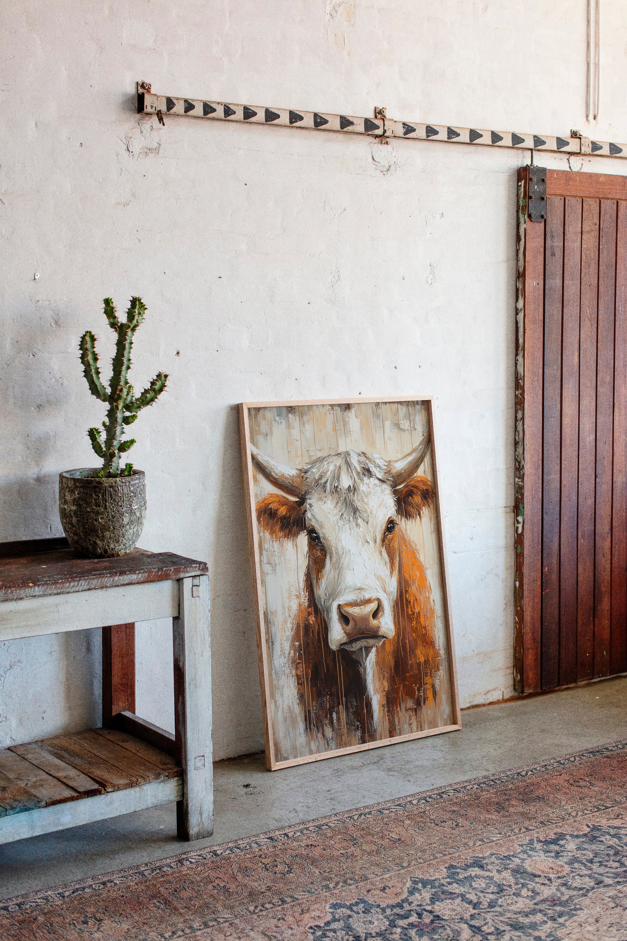 Sunset Longhorn on Weathered Wood