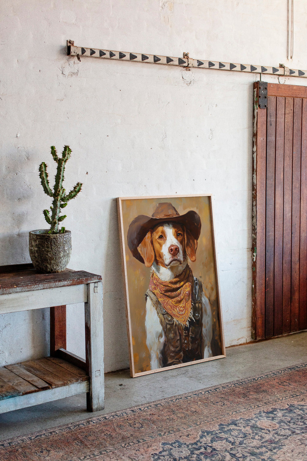 Brittany Spaniel Cowboy in Sunset Bandana