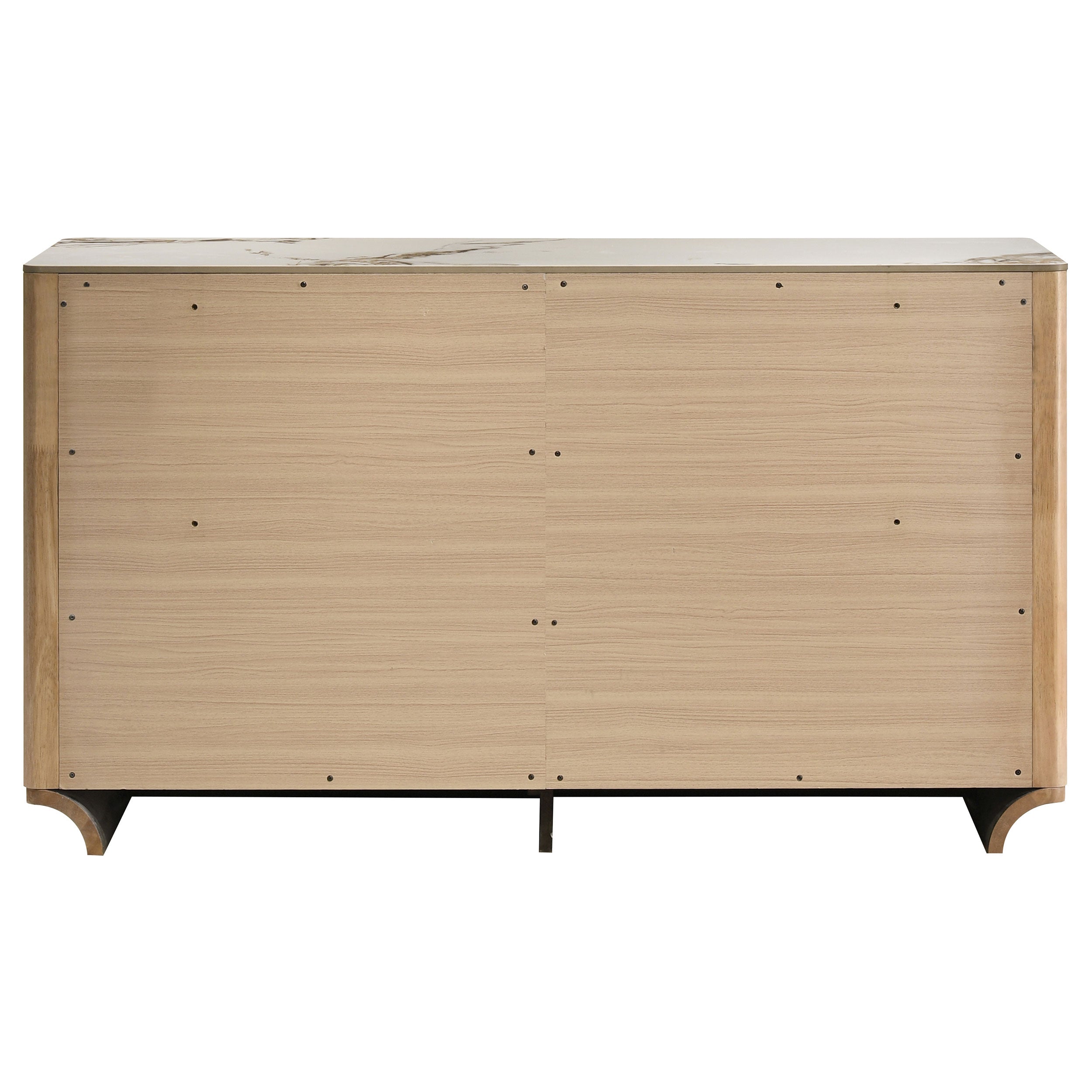 Leanne 6-drawer Sinter Stone Top Dresser Cabinet Light Oak