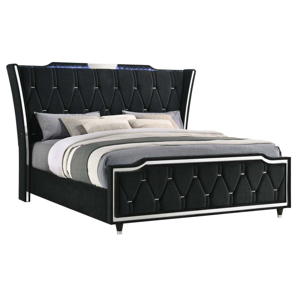Lorient California King LED Upholstered Bed Black