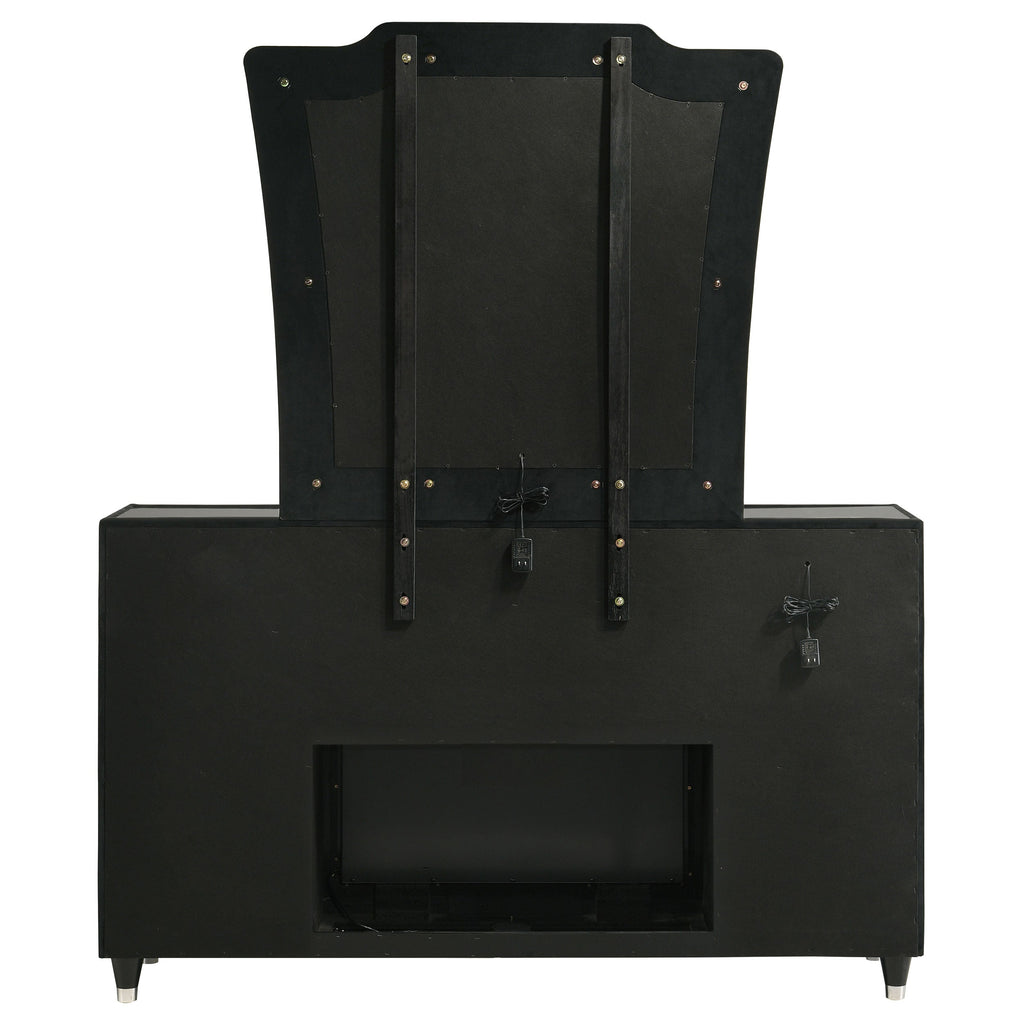 Lorient 8-drawer LED Flame Box Dresser and Mirror Black
