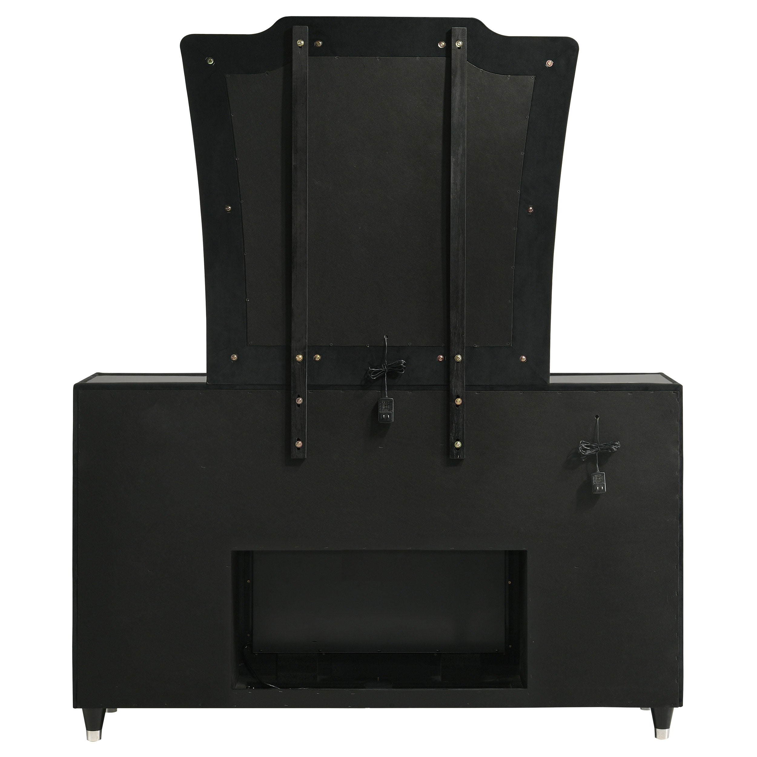 Lorient 8-drawer LED Flame Box Dresser and Mirror Black