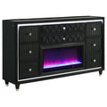 Lorient 8-drawer LED Bedroom Flame Box Dresser Black