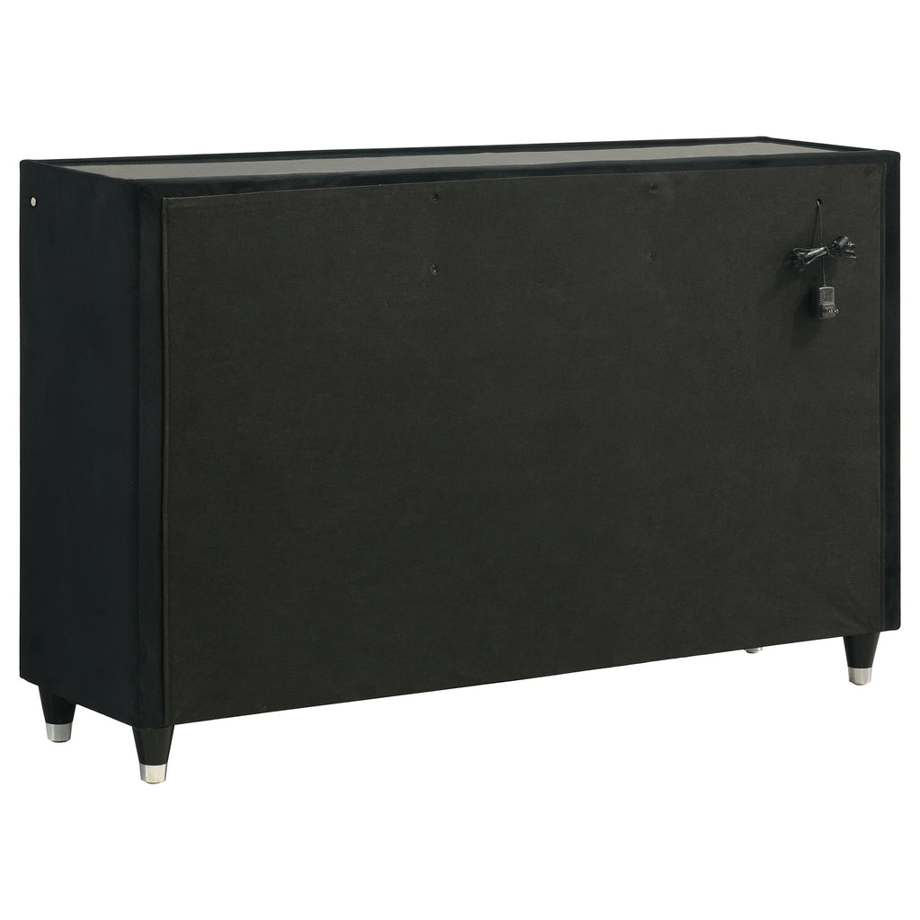 Ravenne 4-piece Velvet Upholstered Eastern King LED Bedroom Set Black