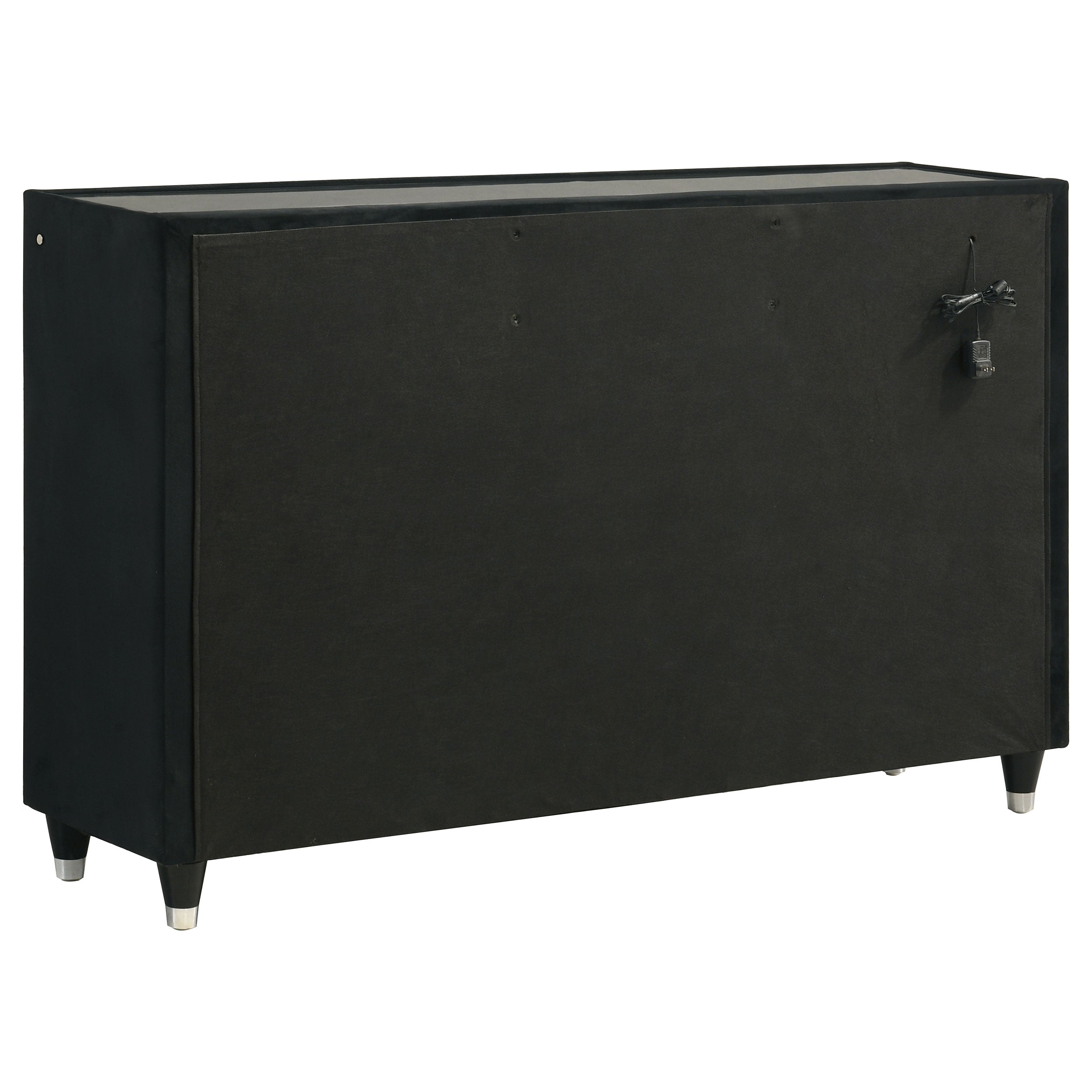 Ravenne 4-piece Velvet Upholstered California King LED Bedroom Set Black