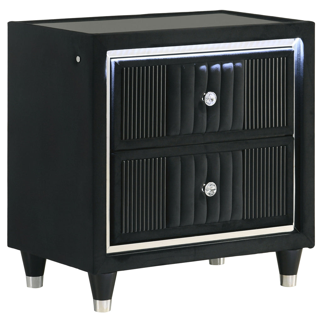 Ravenne 5-piece Velvet Upholstered California King LED Bedroom Set Black