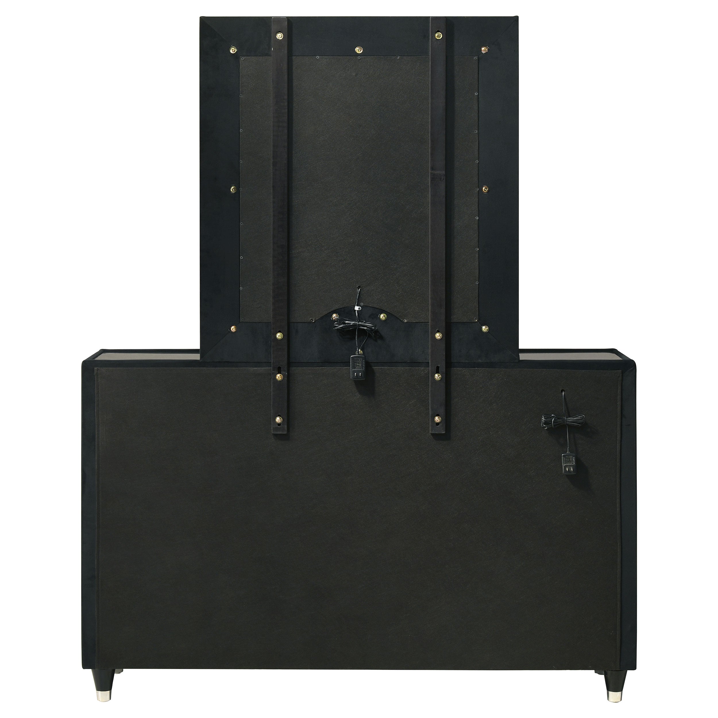 Ravenne 8-drawer Velvet Upholstered LED Dresser and Mirror Black