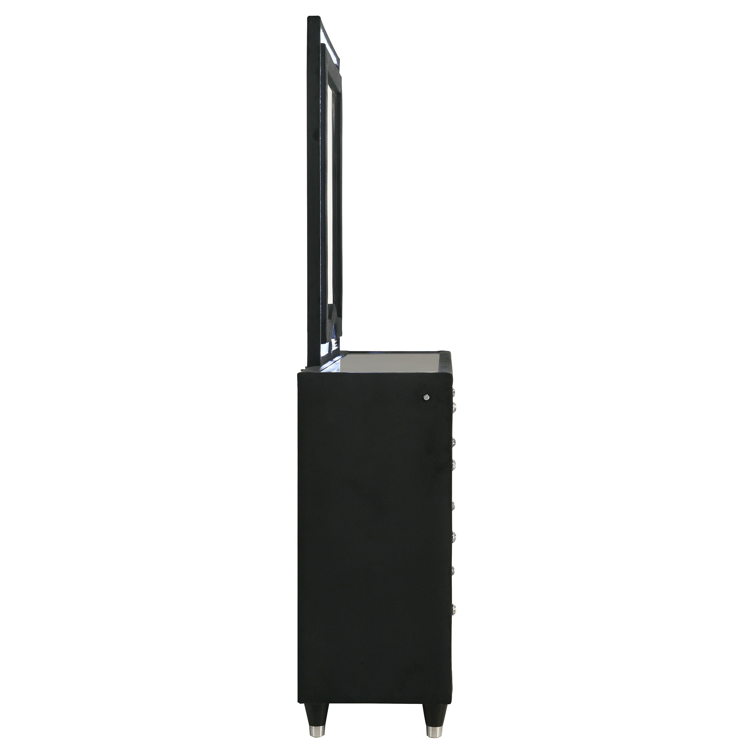 Ravenne 8-drawer Velvet Upholstered LED Dresser and Mirror Black