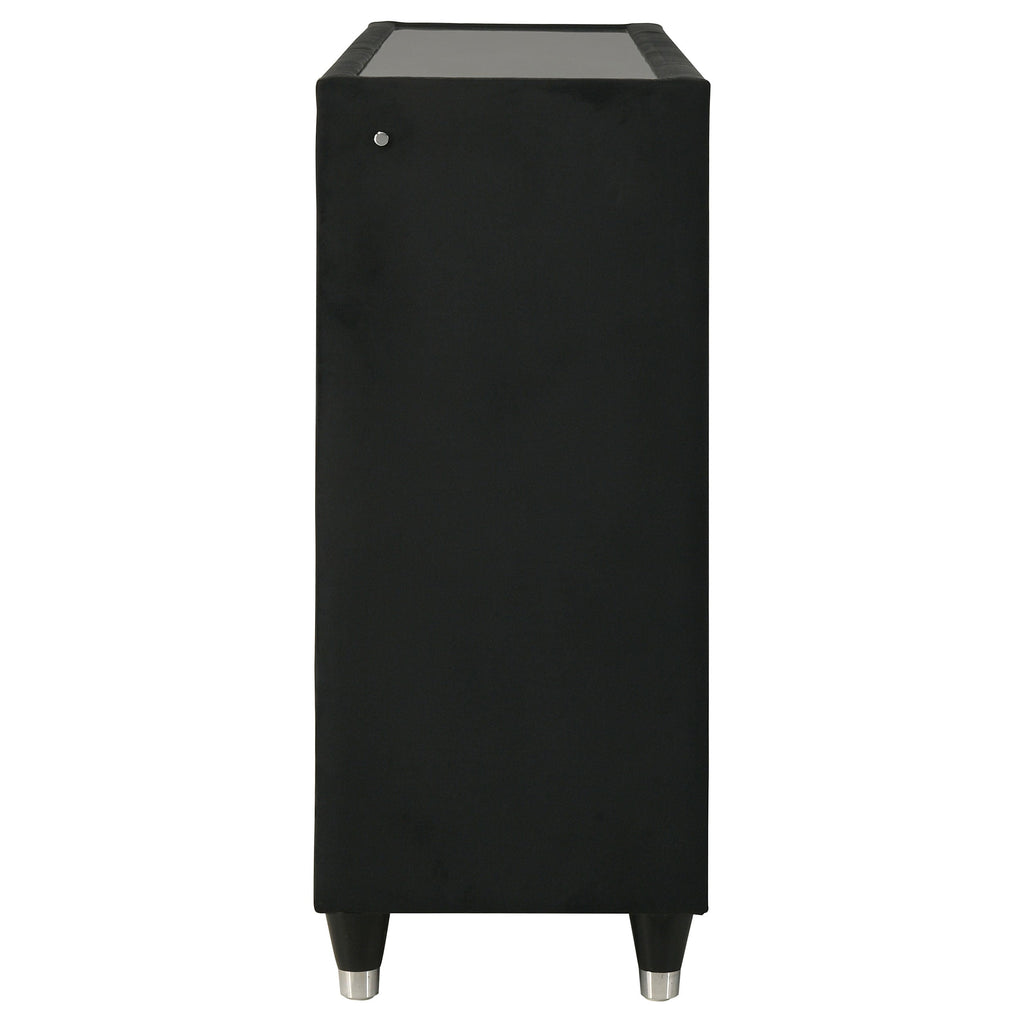 Ravenne 8-drawer Velvet Upholstered LED Dresser Cabinet Black