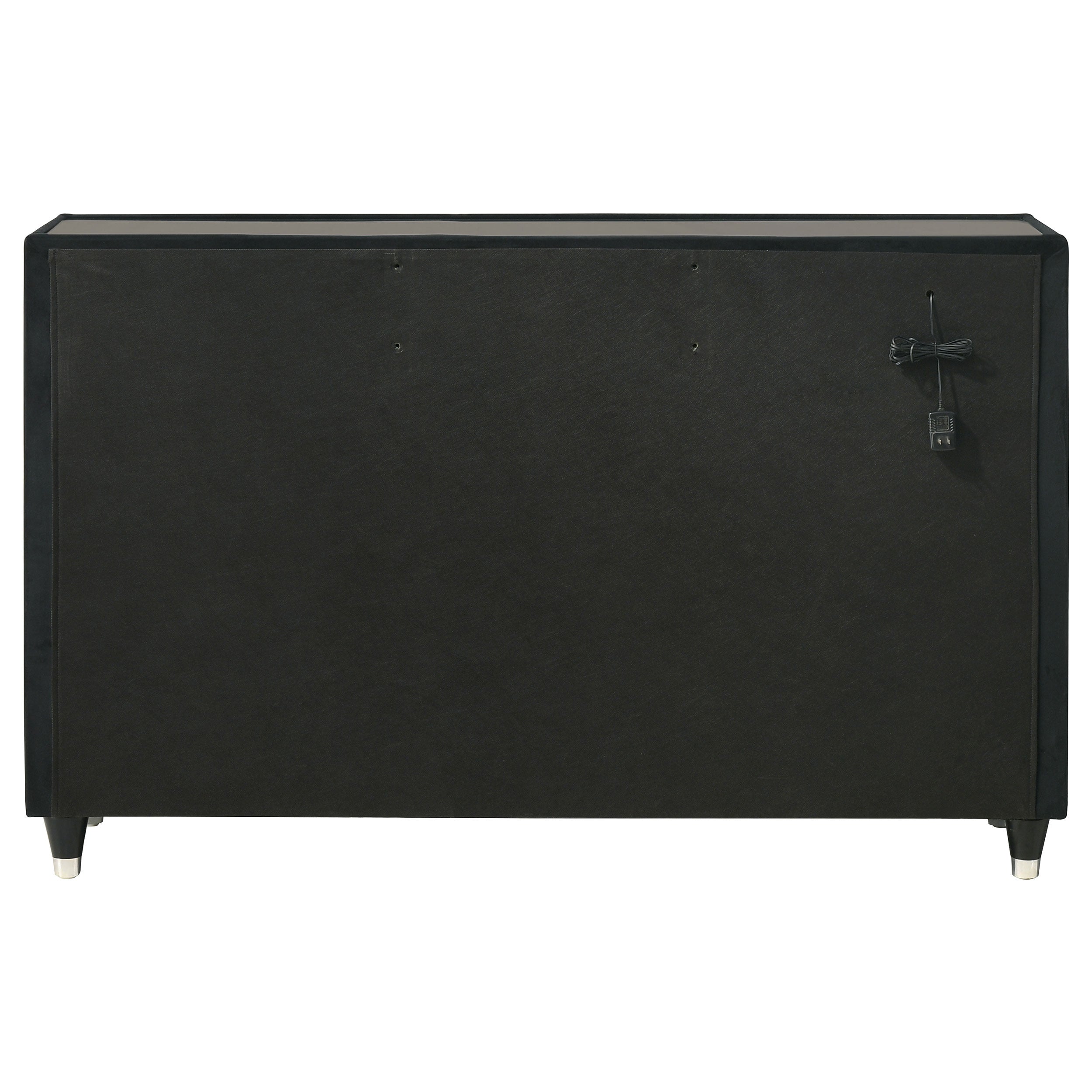 Ravenne 8-drawer Velvet Upholstered LED Dresser Cabinet Black