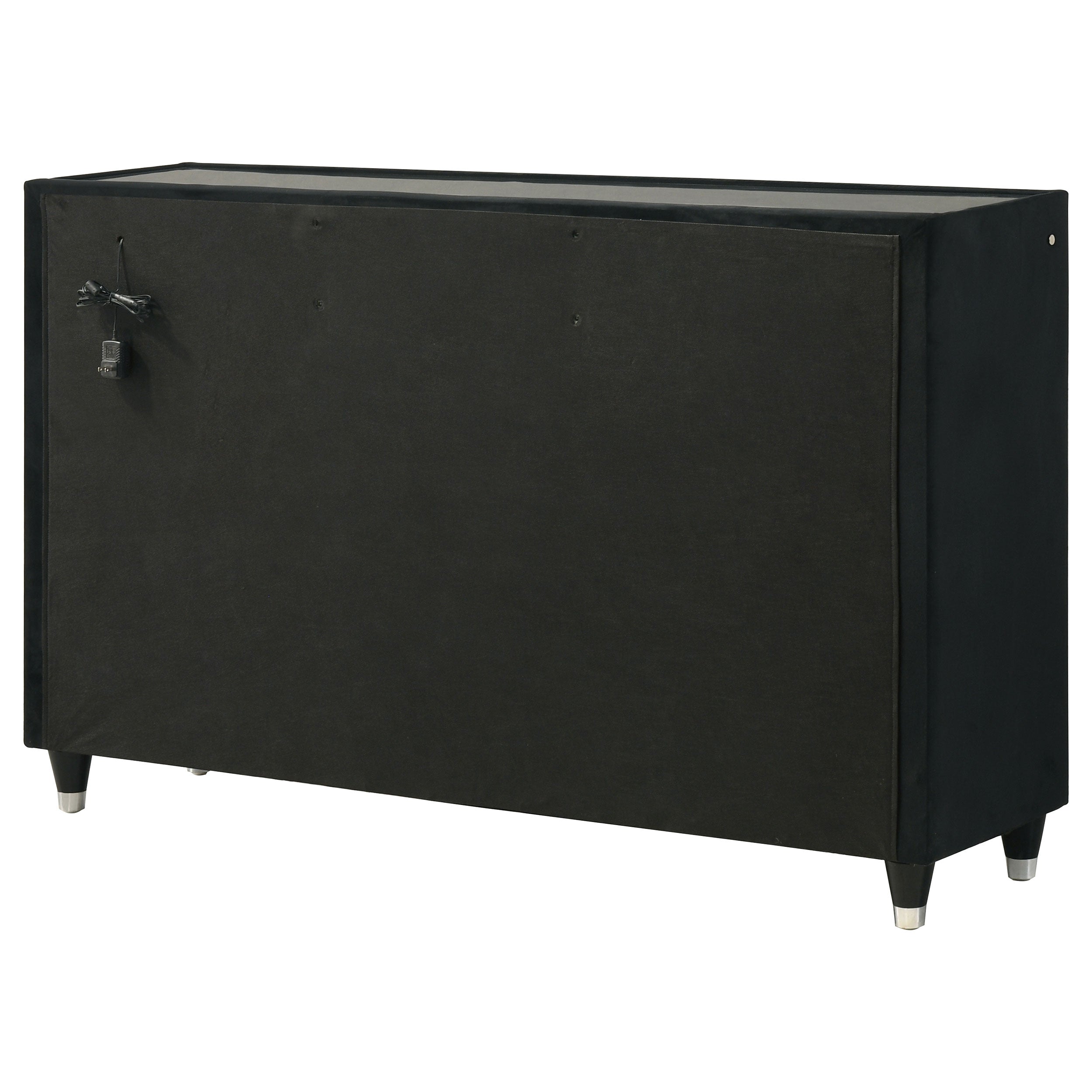Ravenne 8-drawer Velvet Upholstered LED Dresser Cabinet Black