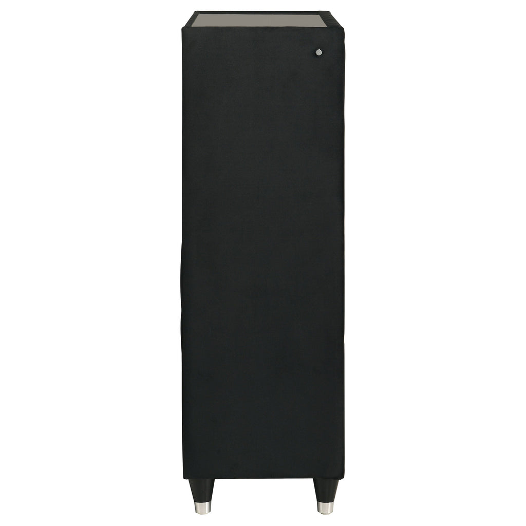 Ravenne 5-drawer Velvet Upholstered LED Chest of Drawers Black