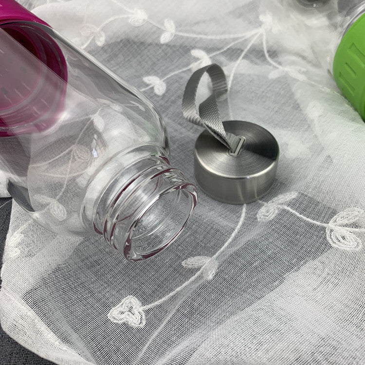 Glass Fruit Infuser Water Bottle with Stainless Steel Lid