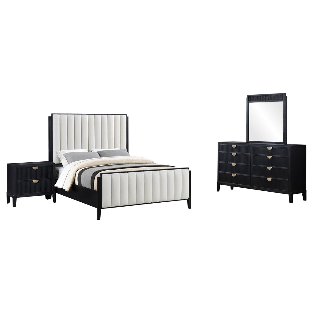 Brookmead 4-piece Upholstered Eastern King Bedroom Set Black